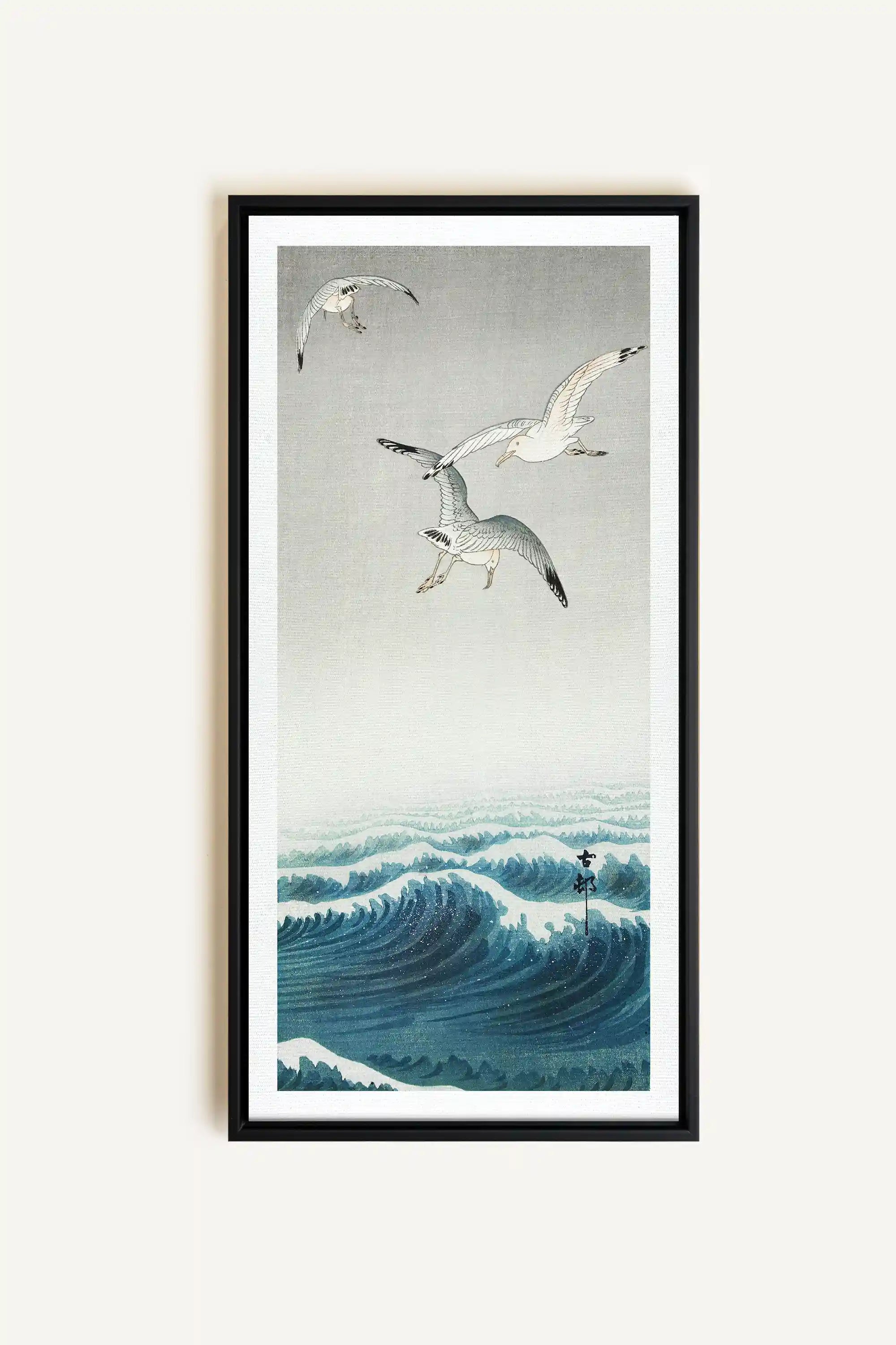 THREE SEAGULLS, Oeuvre sur toile étirée, encadré Noir