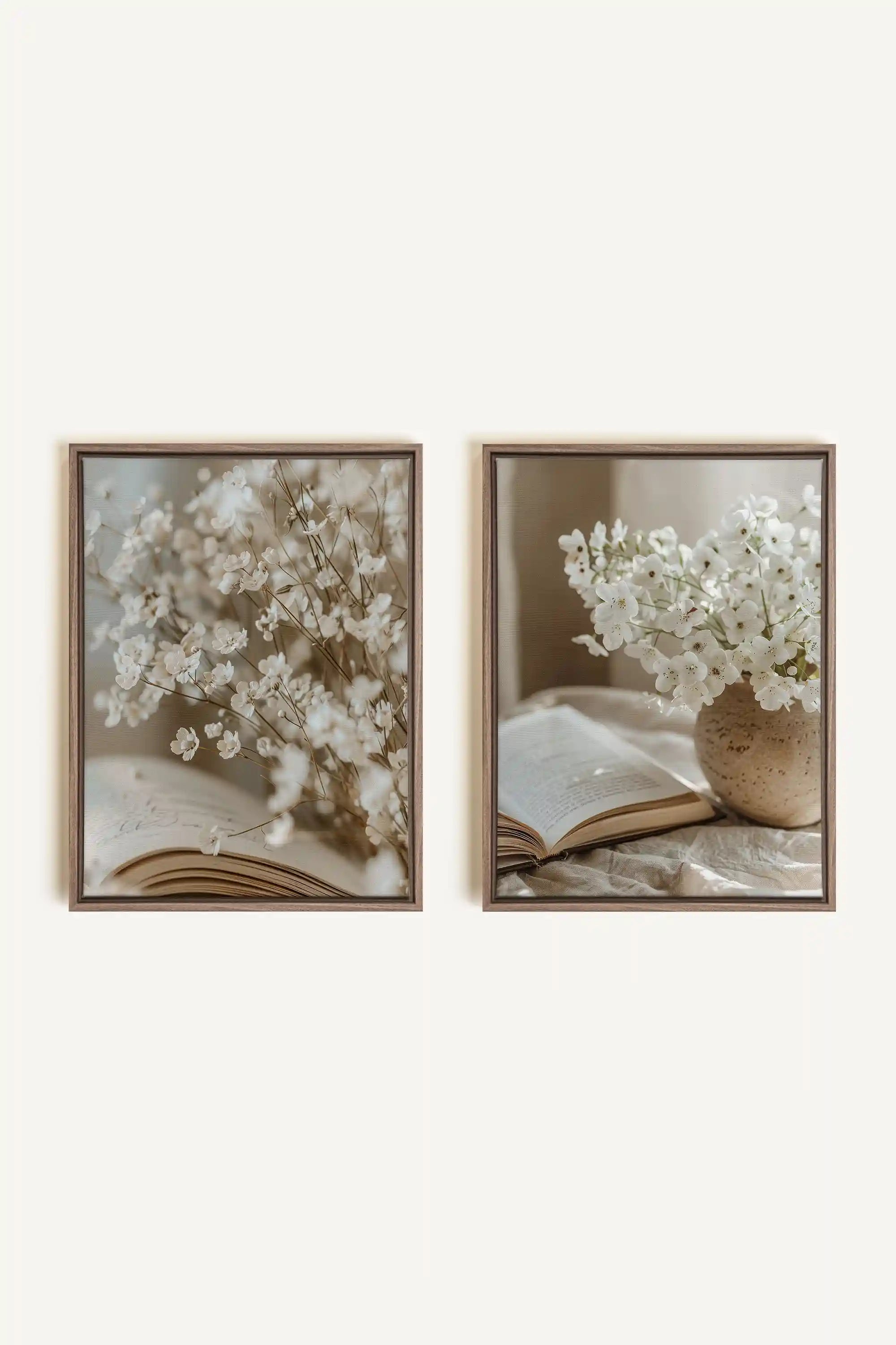 TIMELESS BEAUTY DUO, 2 Works on stretched canvas, framed Oak Brown