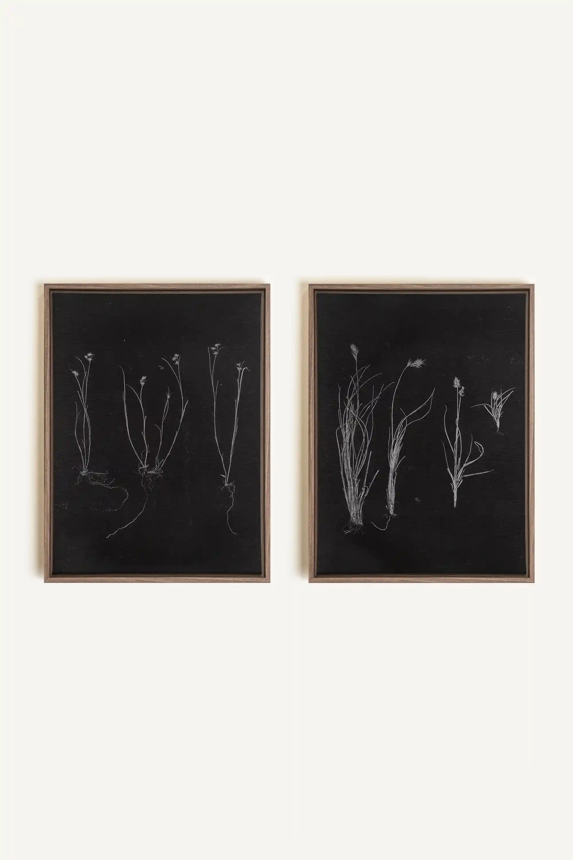 DUO TRACES DE VIE, 2 Works on stretched canvas, framed Oak Brown