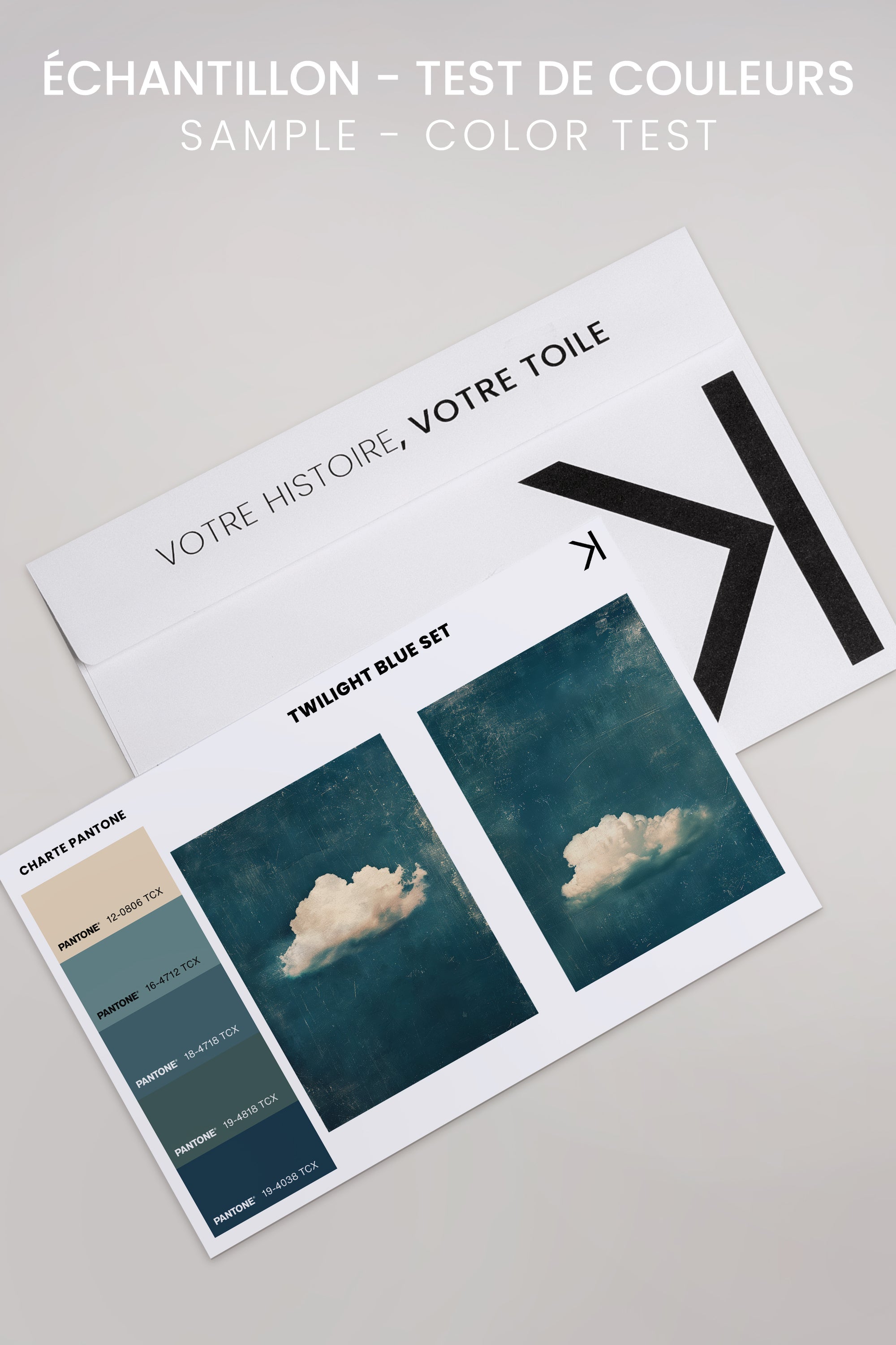 OLEKA CANVAS - TWILIGHT BLUE SET, 2 Oeuvres sur toile étirée, encadré Blanc