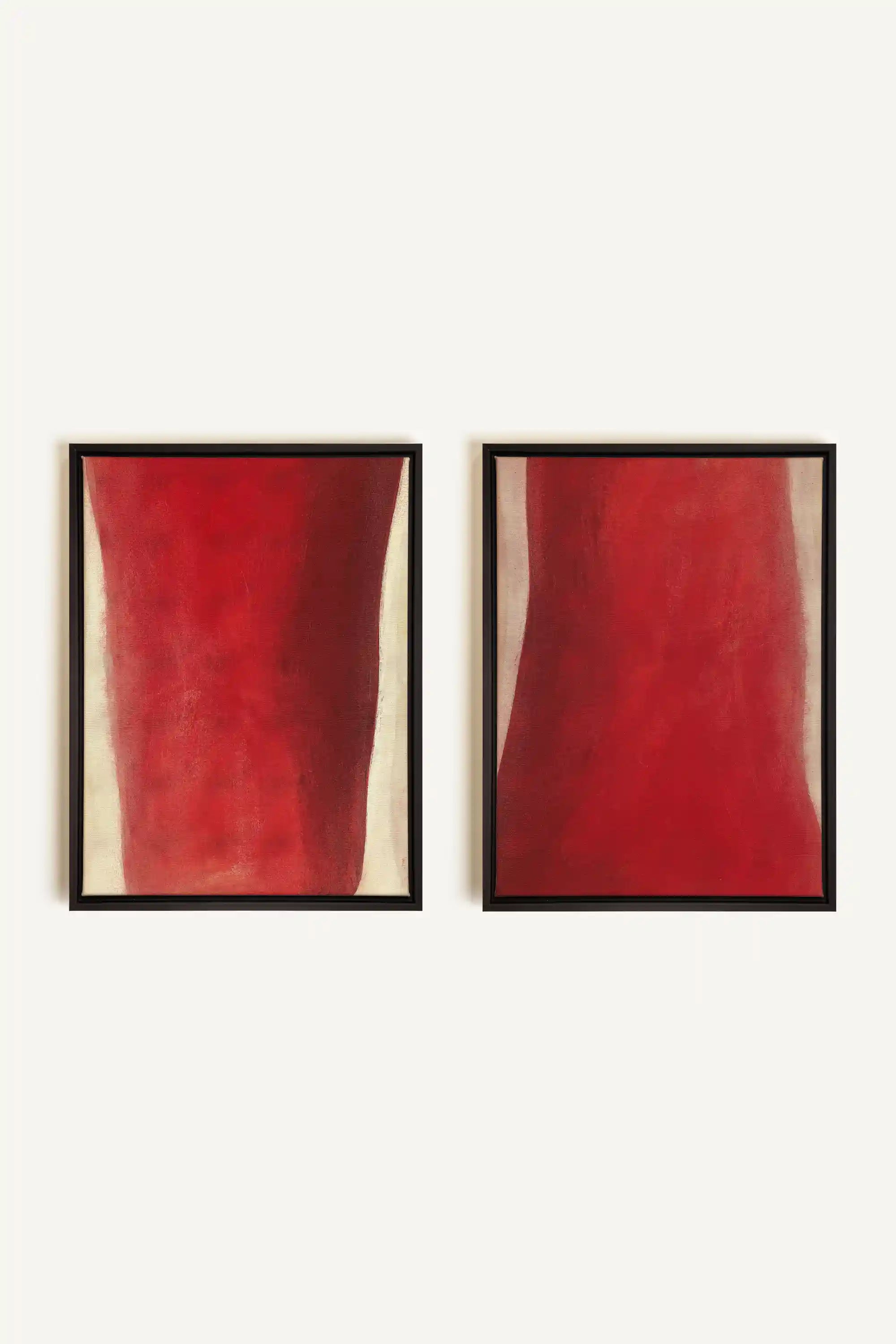 TWIN FLAMES, 2 Works on stretched canvas, black framed