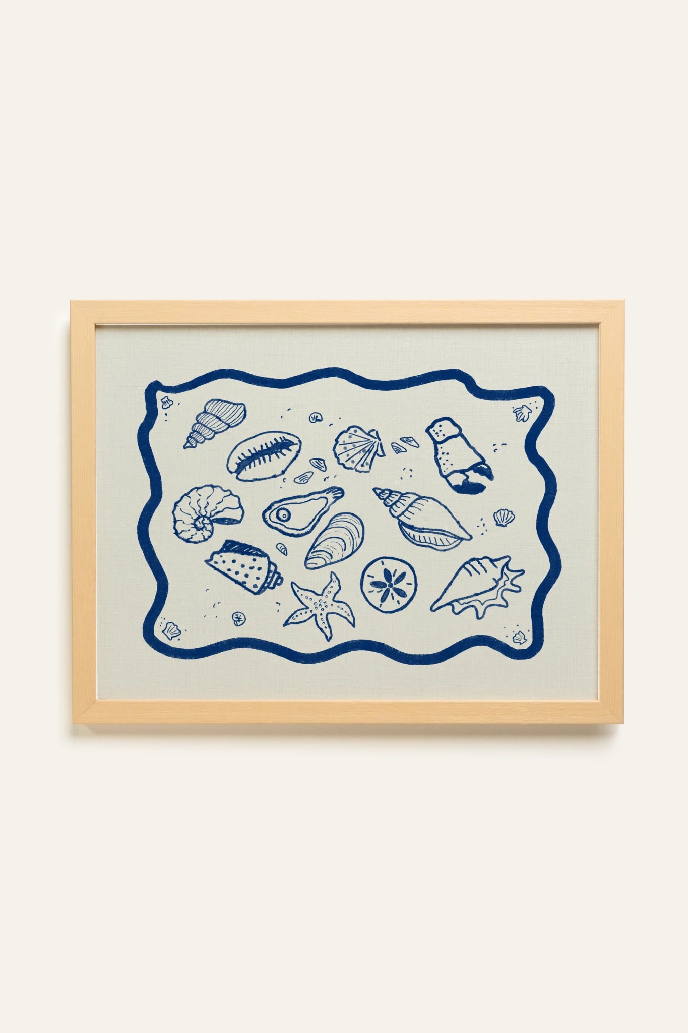 TRÉSORS DU RIVAGE, Oeuvre sur toile rigide, encadré naturel clair
