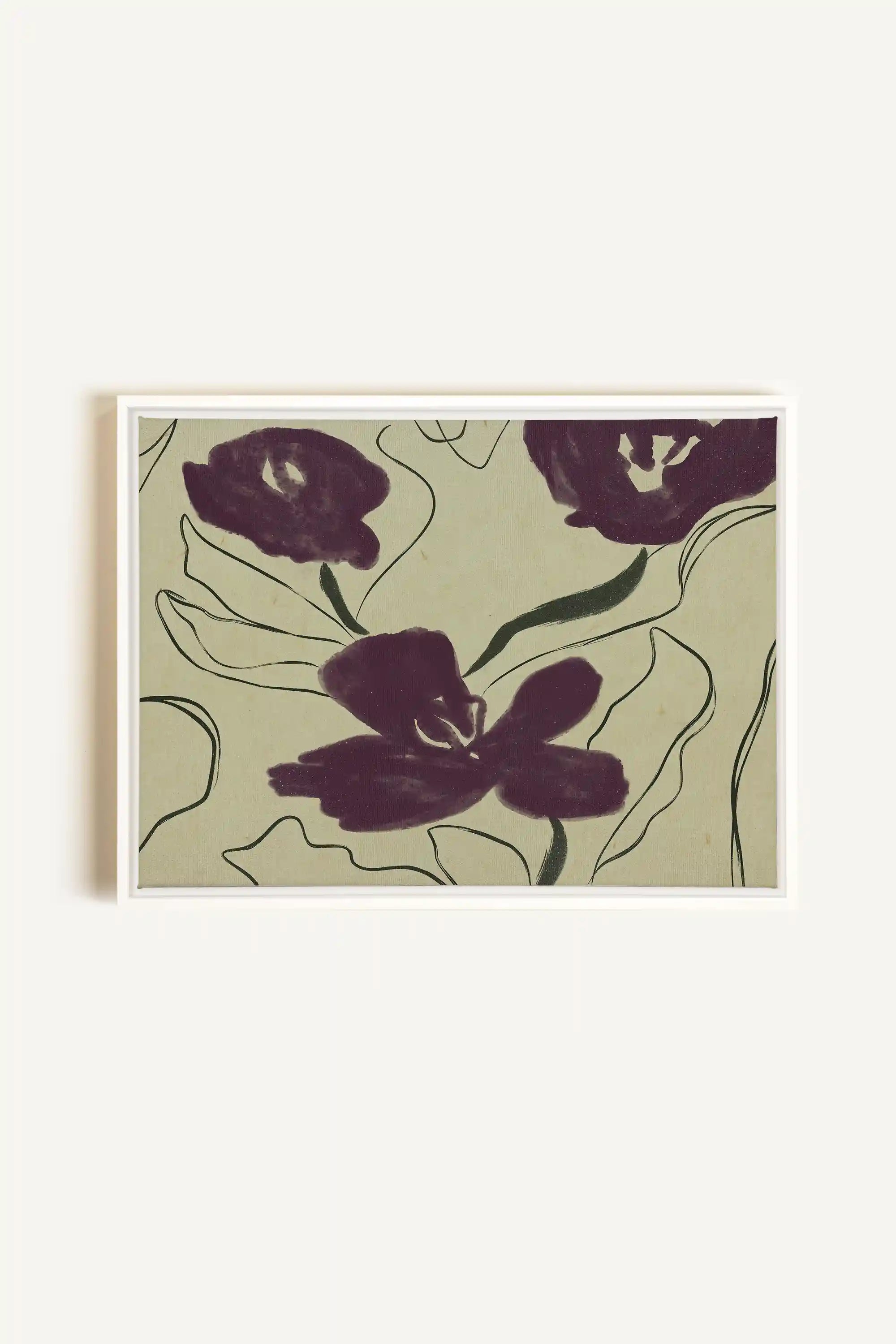 VELVET GARDEN, Artwork on stretched canvas, framed in white