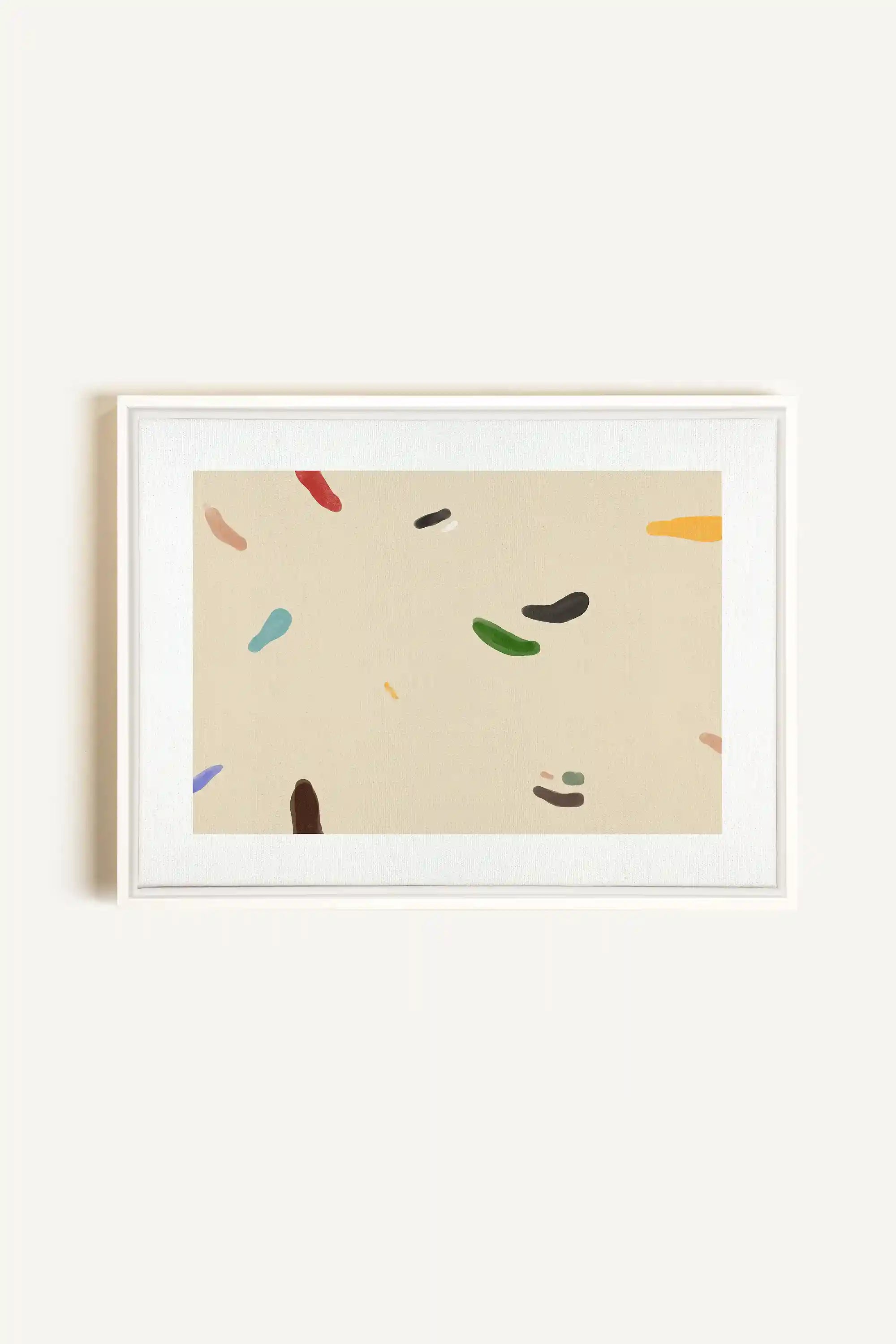 WATERCOLOR DRIFT, Artwork on stretched canvas, framed in white