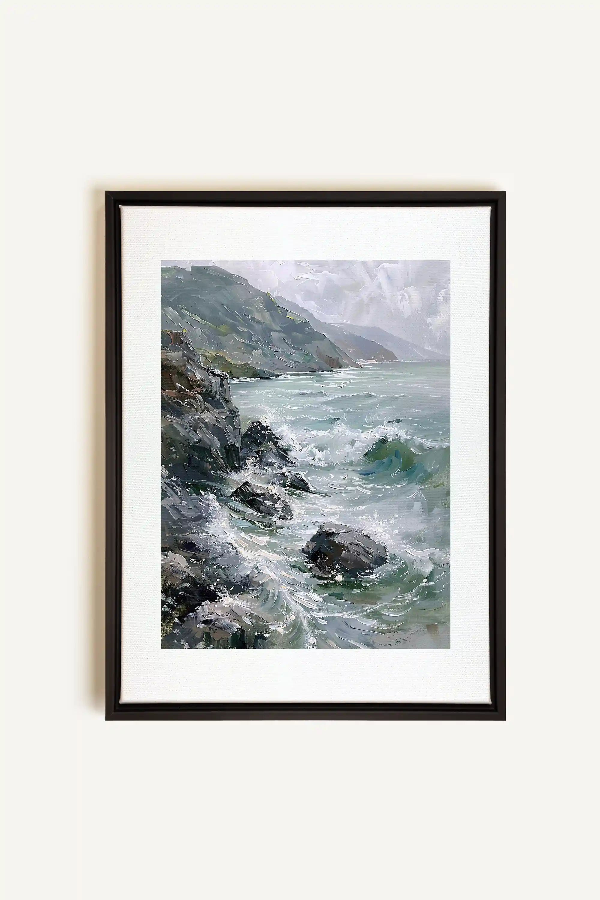 WILD COAST, Artwork on stretched canvas, framed in black