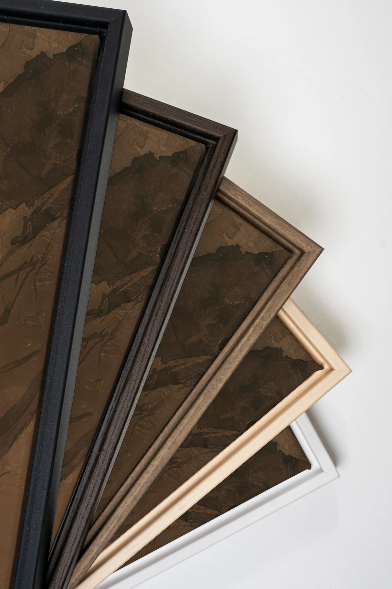 AMBER RIFT DUO, 2 Works on stretched canvas, framed Oak Brown