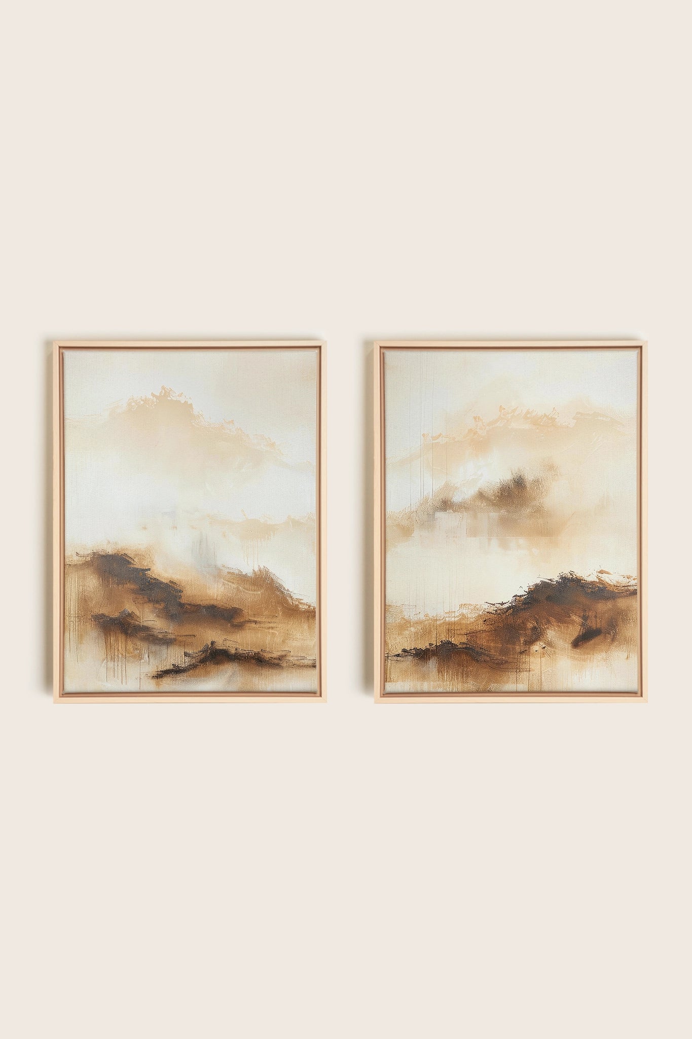 AMBER WAVES DUO, 2 Artworks on stretched canvas, framed Natural Light