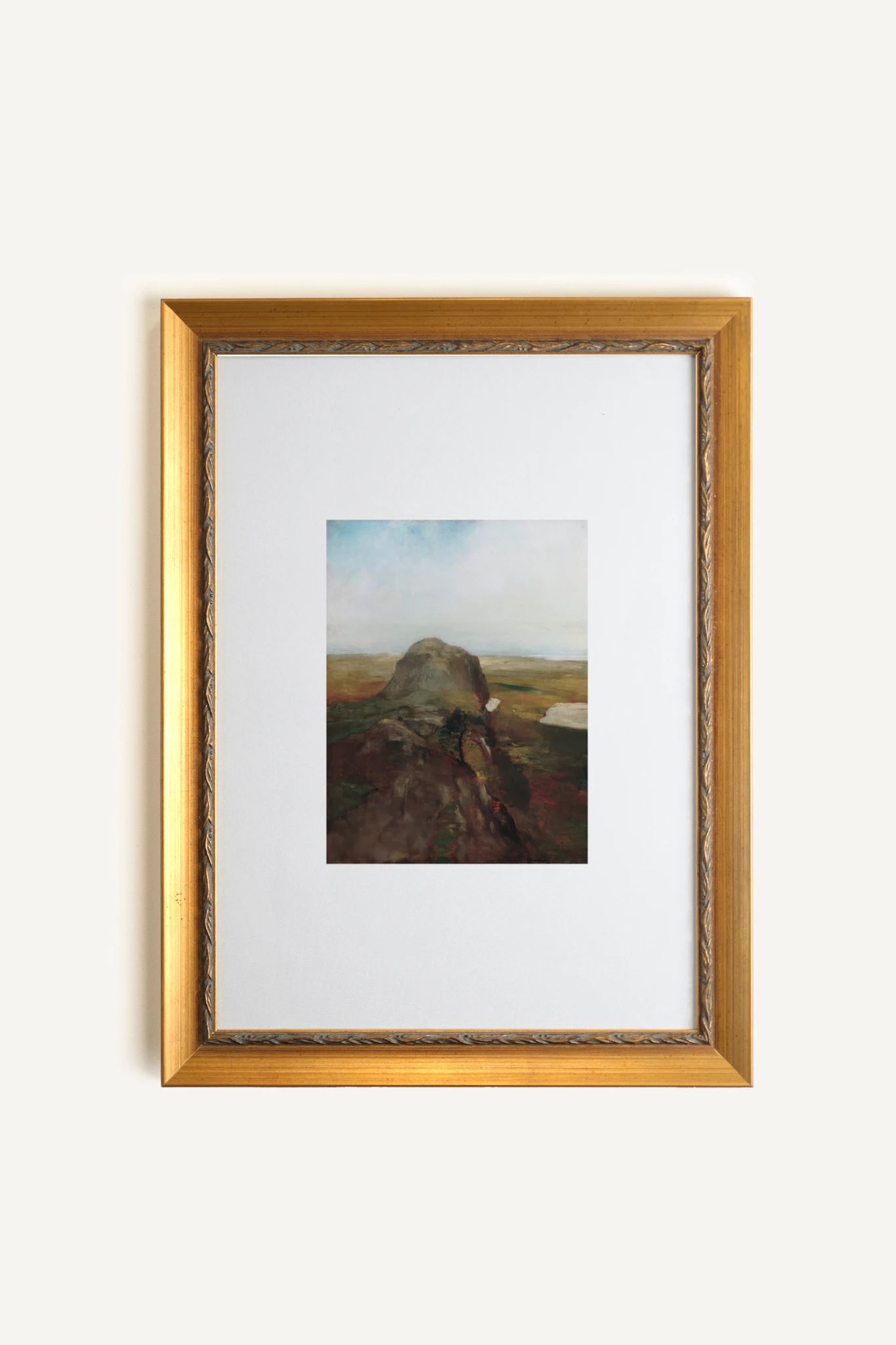 ANCIENT ROCK, Artwork on stretched canvas, framed Vintage Gold