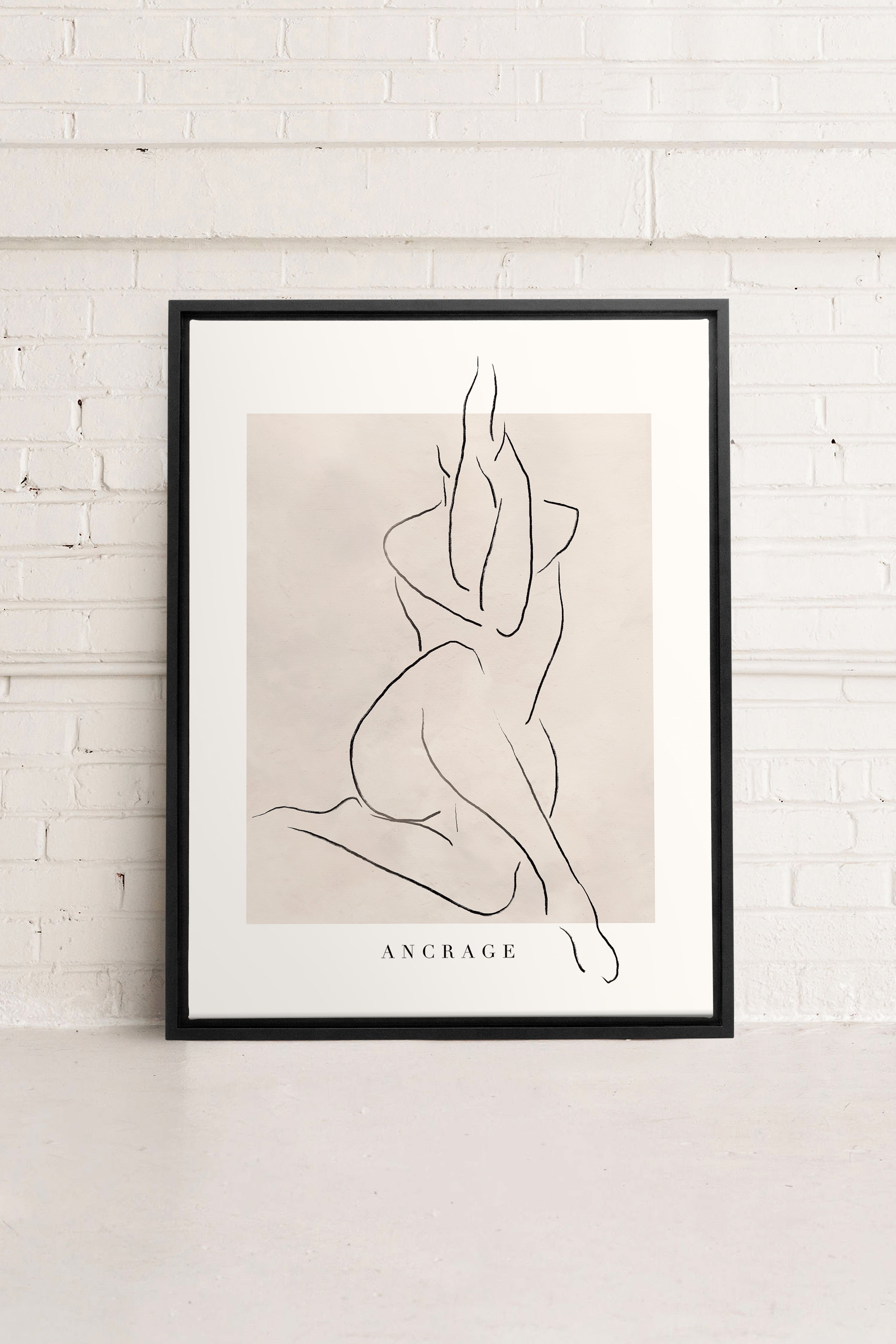 OLEKA CANVAS - ANCRAGE, Oeuvre sur toile étirée, encadré Noir