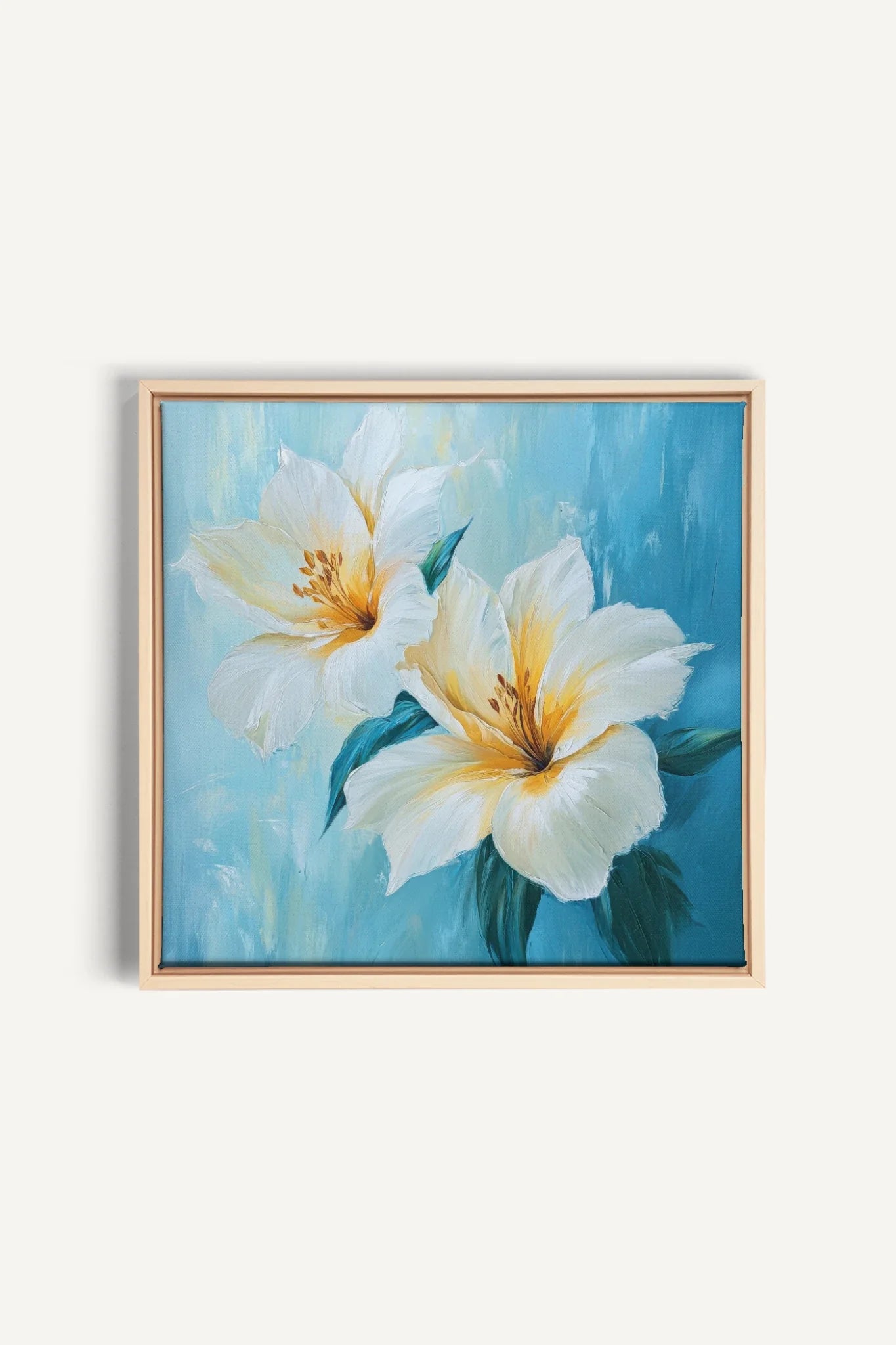 OLEKA CANVAS - AURORE FLORALE, Oeuvre sur toile étirée, encadré Naturel Clair