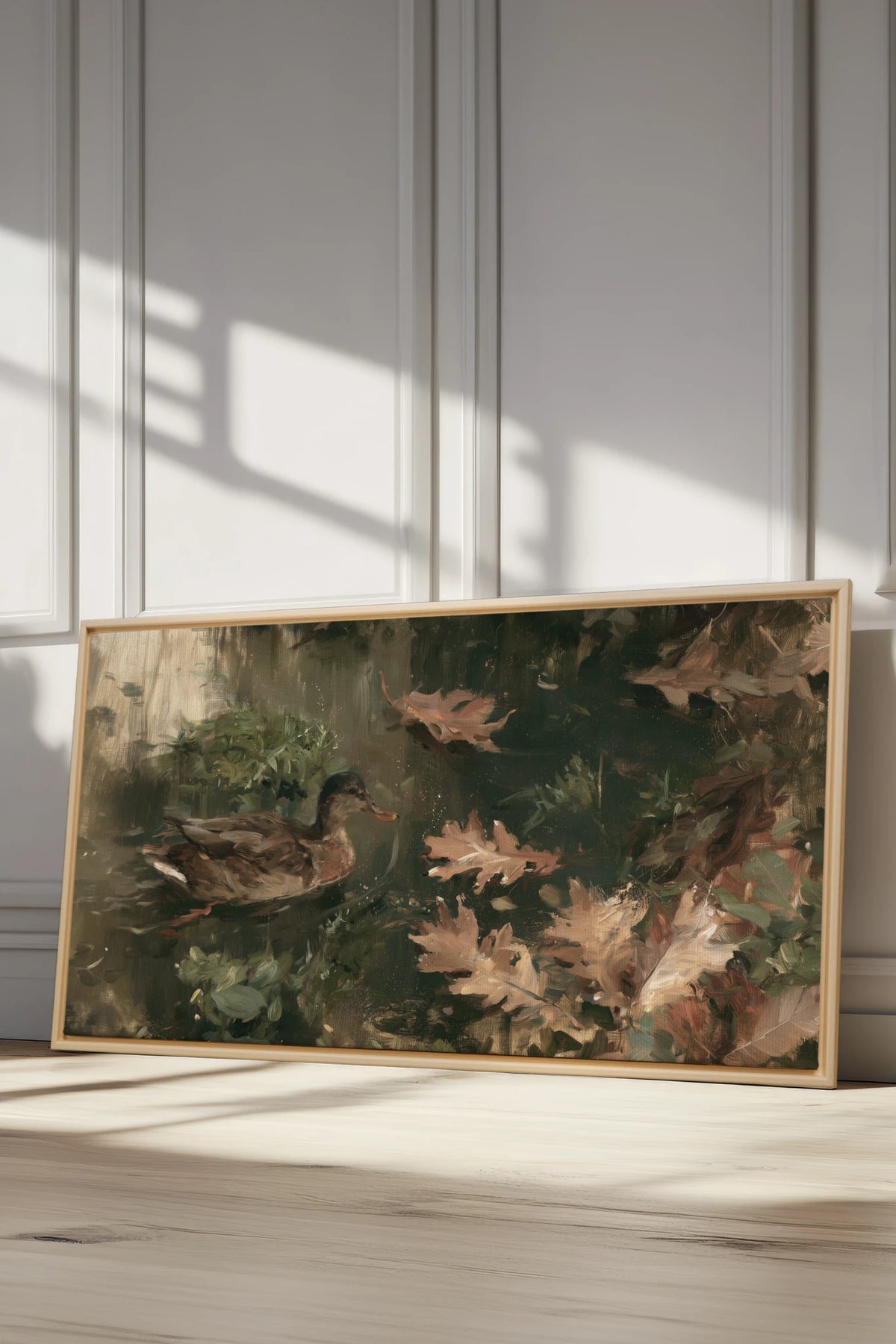 AUTUMN POND, Oeuvre sur toile étirée, encadré Naturel Clair