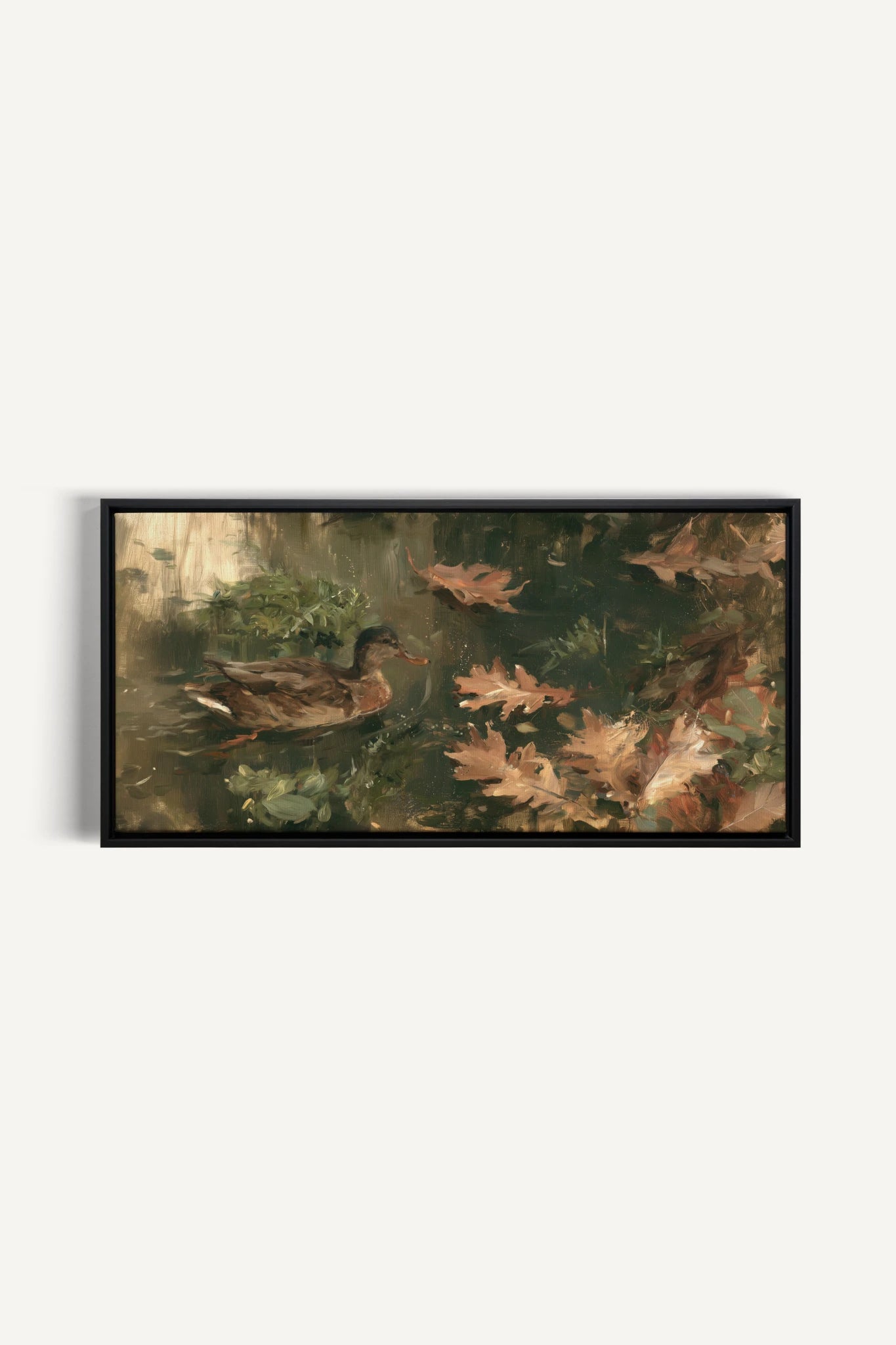 AUTUMN POND, Artwork on stretched canvas, Black frame