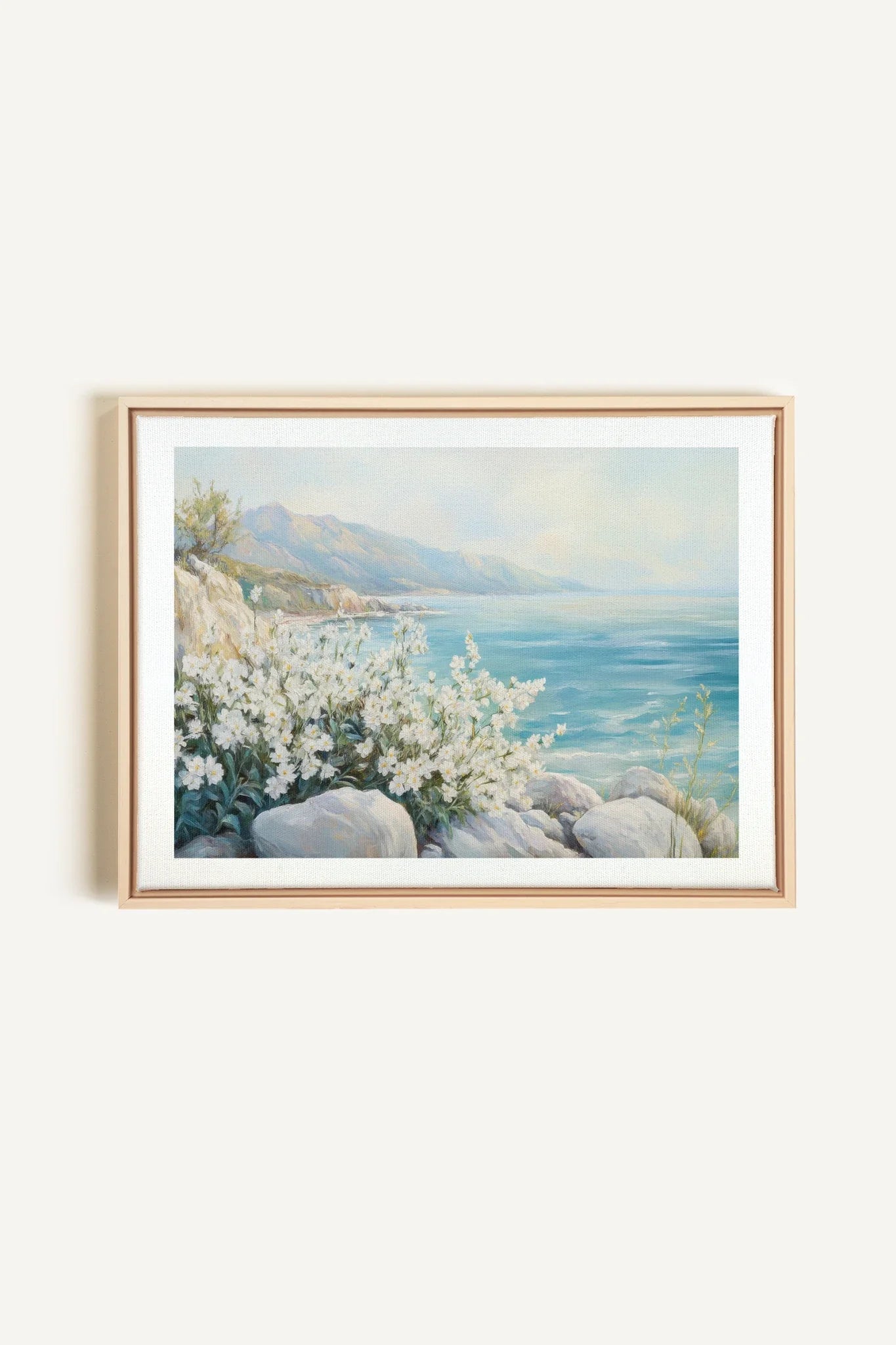 OLEKA CANVAS - AZURE HORIZON, Oeuvre sur toile étirée, encadré Naturel Clair