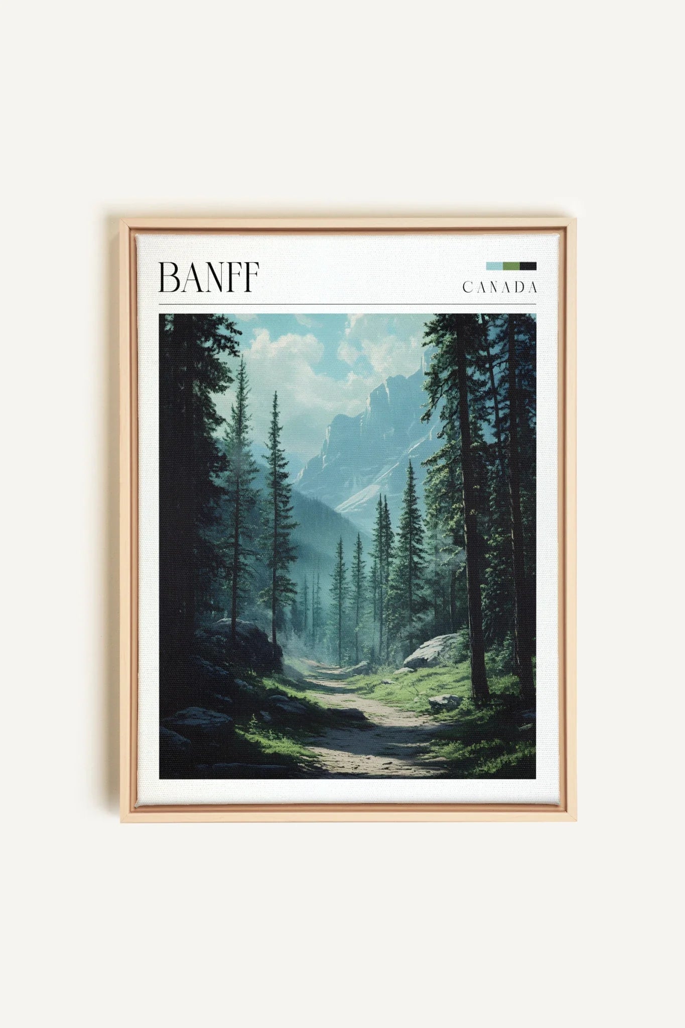 OLEKA CANVAS - BANFF, Oeuvre sur toile étirée, encadré Naturel Clair