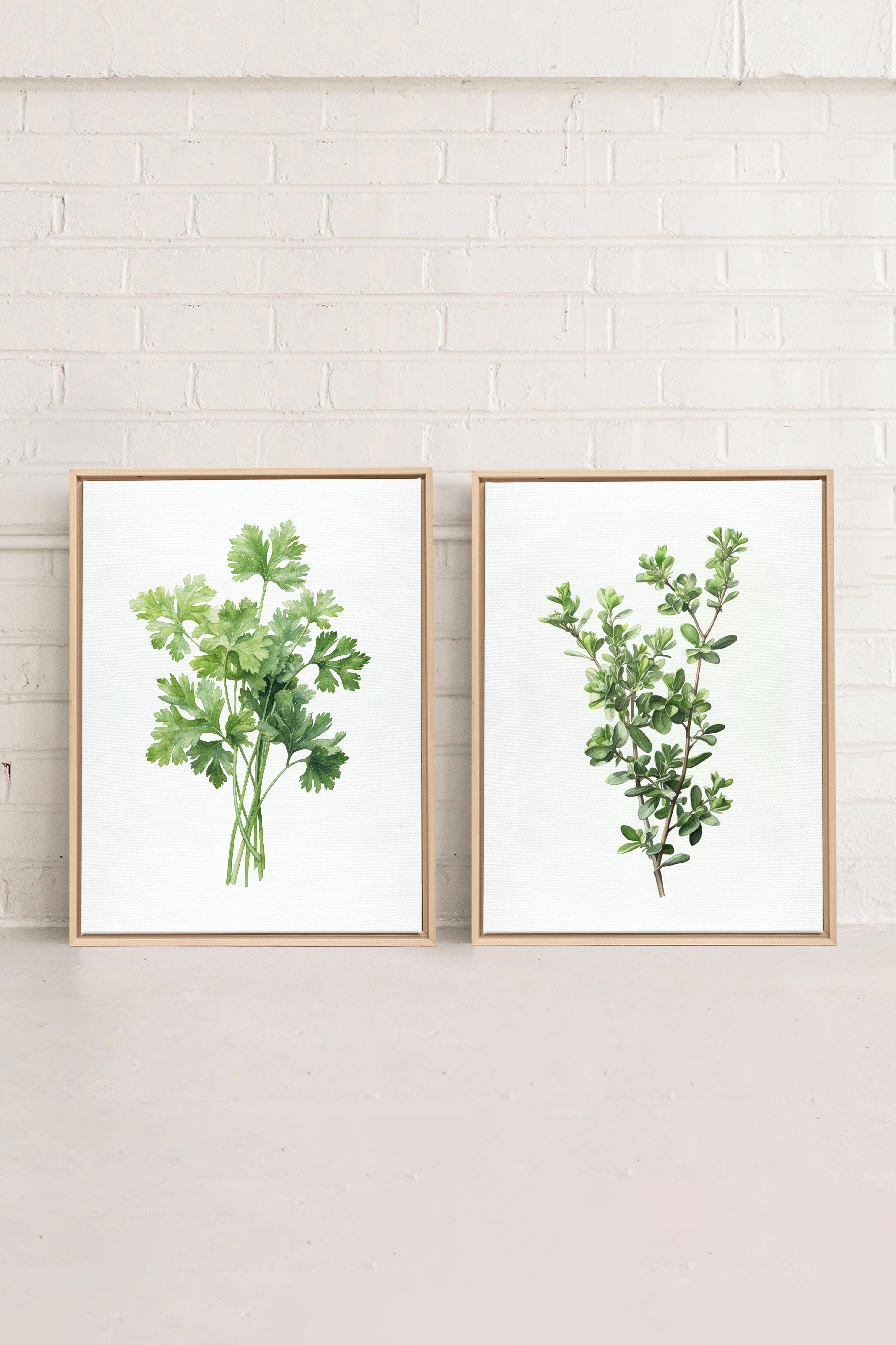 DUO FINES HERBES, 2 Artworks on stretched canvas, framed Natural Light