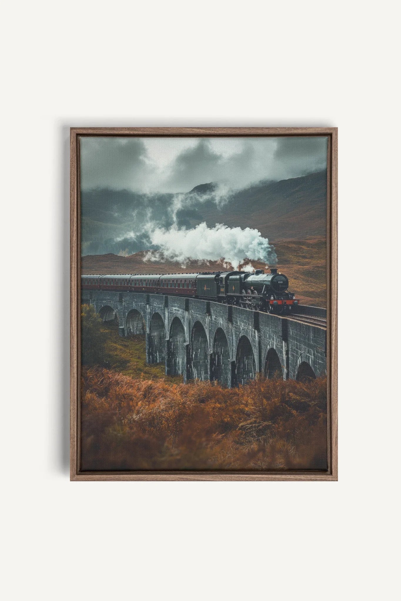 OLEKA CANVAS - BRIDGE OF MIST, Oeuvre sur toile étirée, encadré Brun Chêne