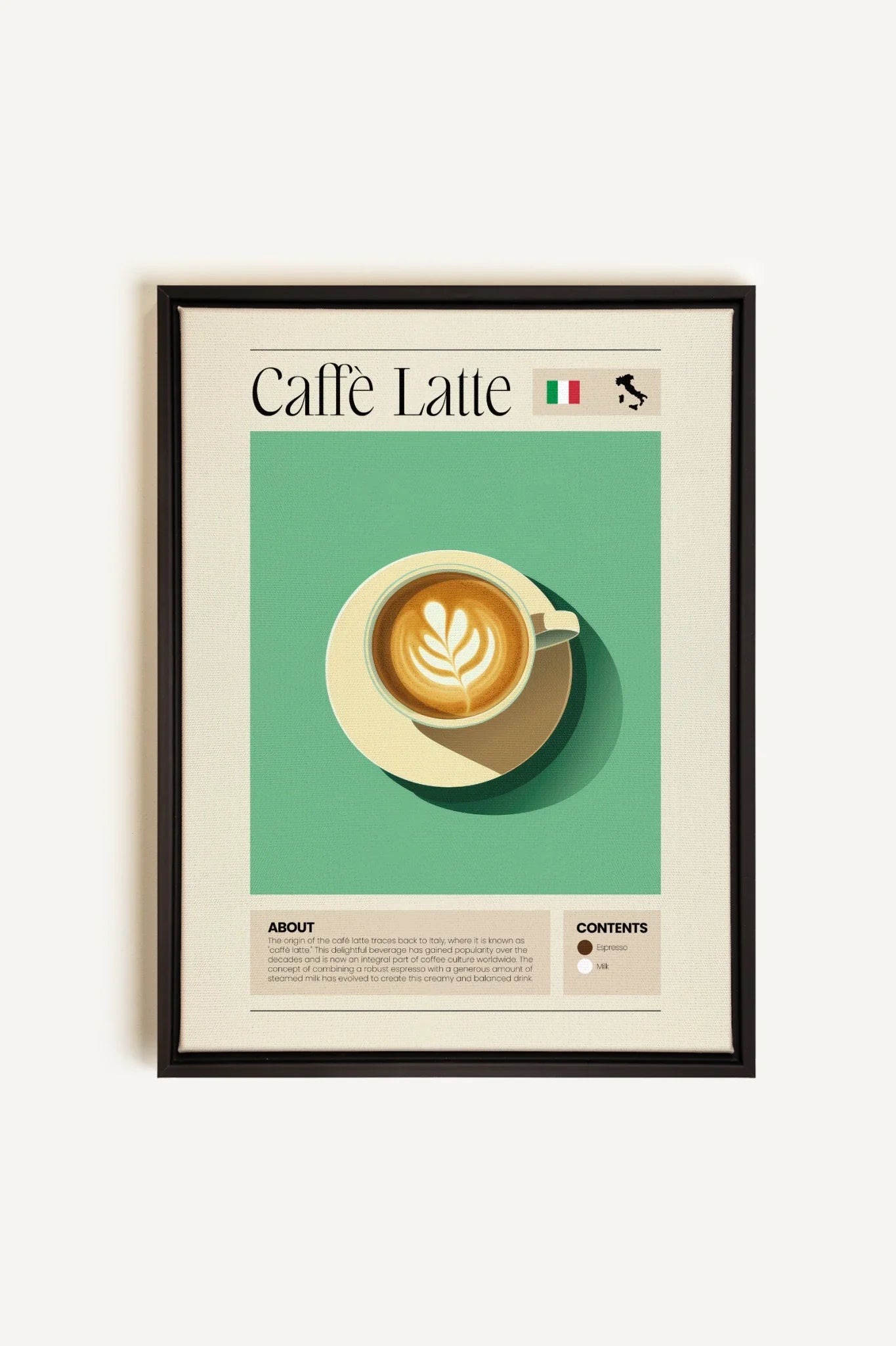 OLEKA CANVAS - CAFFÈ LATTE, Oeuvre sur toile étirée, encadré Noir