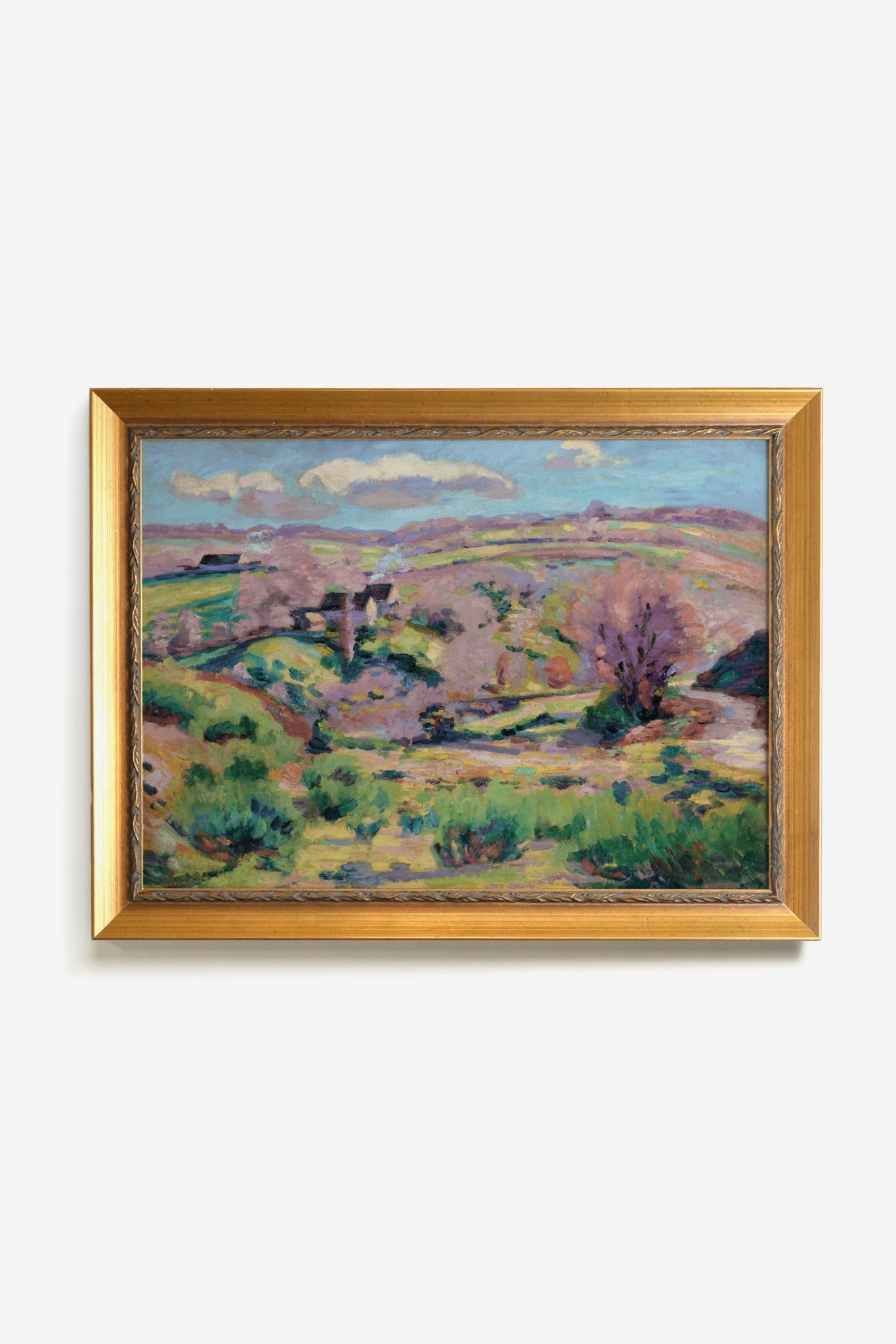 CHAMPS DE RÊVE, Oeuvre sur toile rigide, encadré Vintage Or