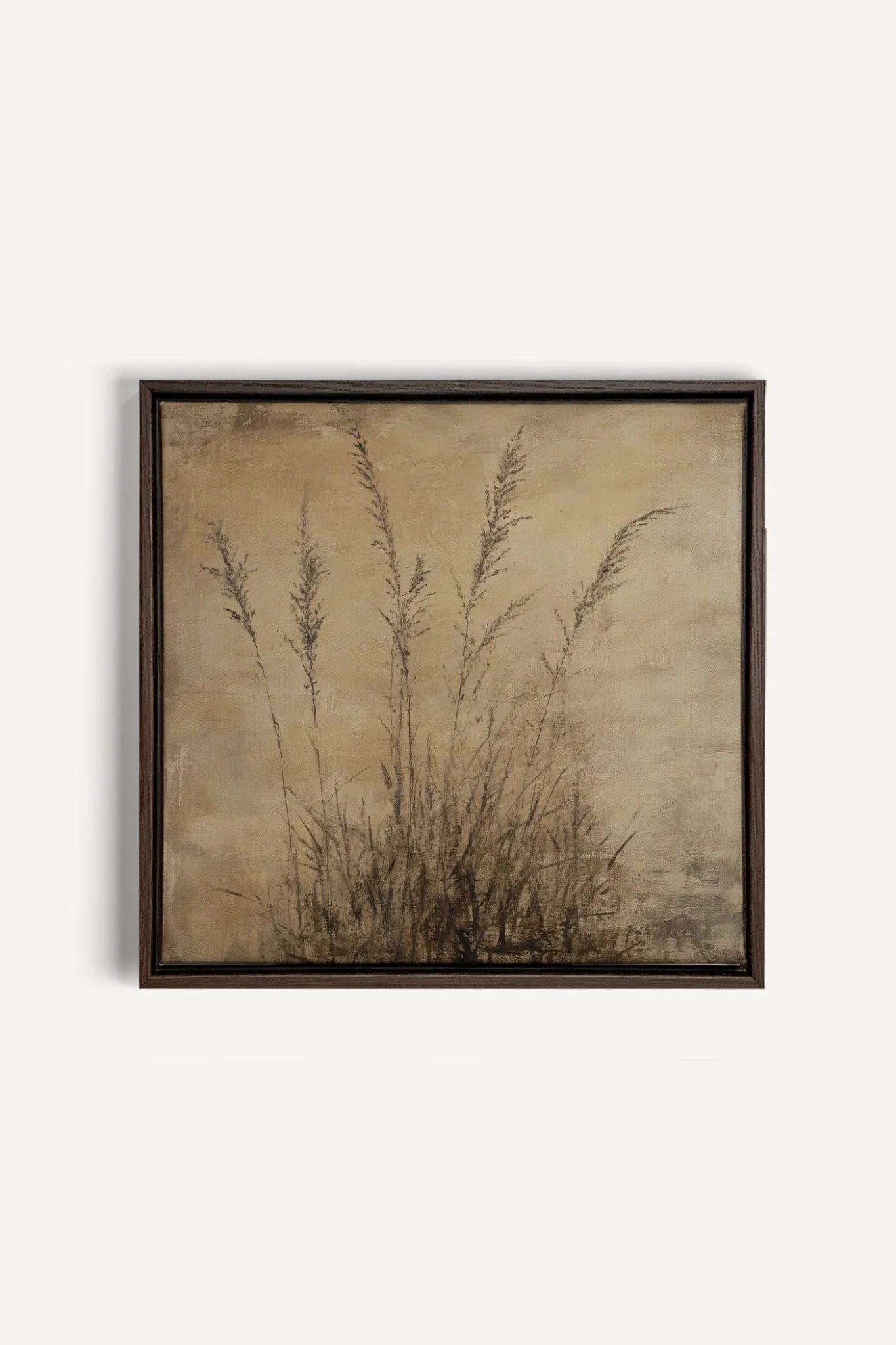 OLEKA CANVAS - CHAMPS OUBLIÉS, Oeuvre sur toile étirée, encadré Brun Noyer