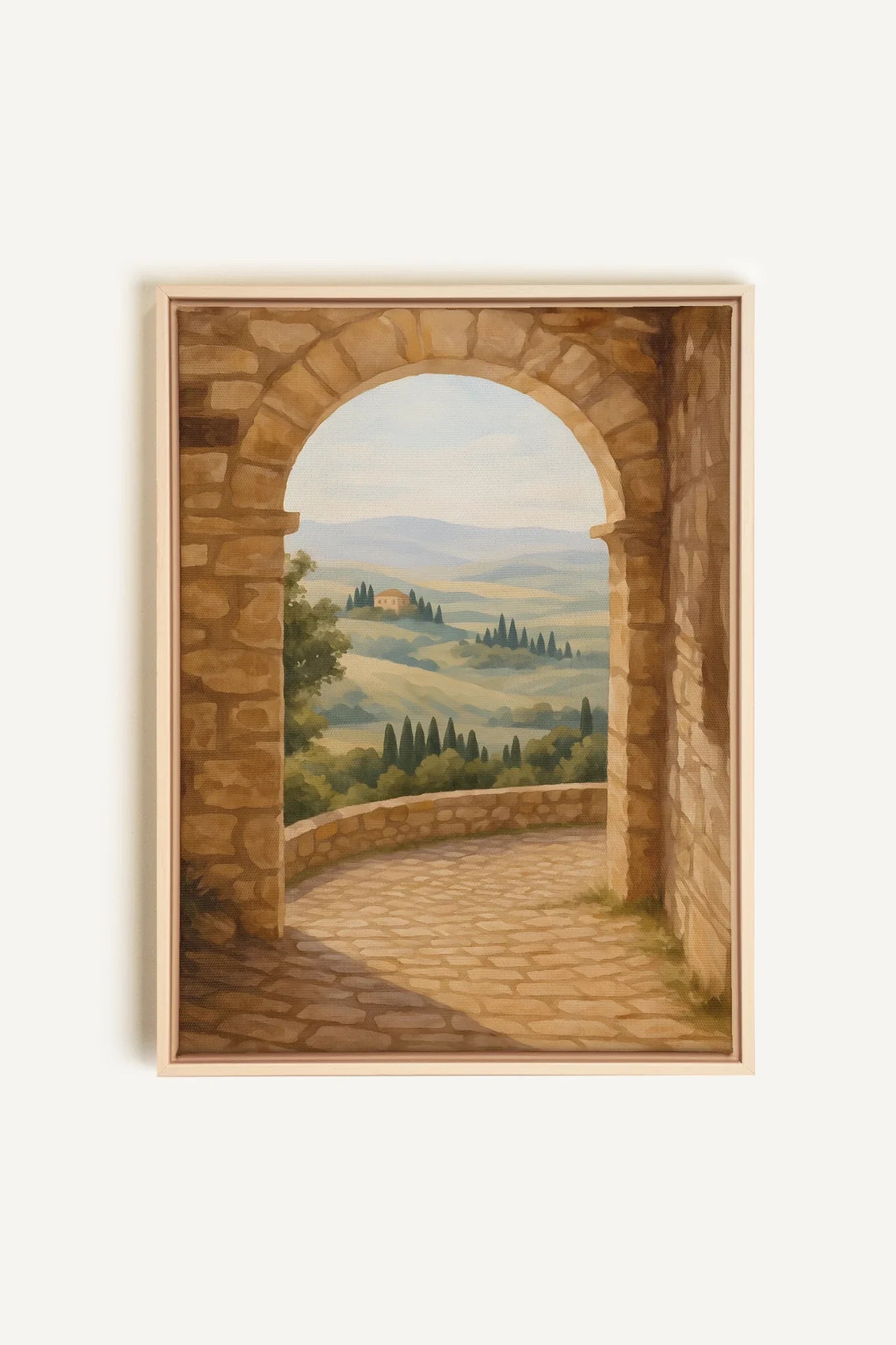 OLEKA CANVAS - CHEMIN DORÉ, Oeuvre sur toile étirée, encadré Naturel Clair