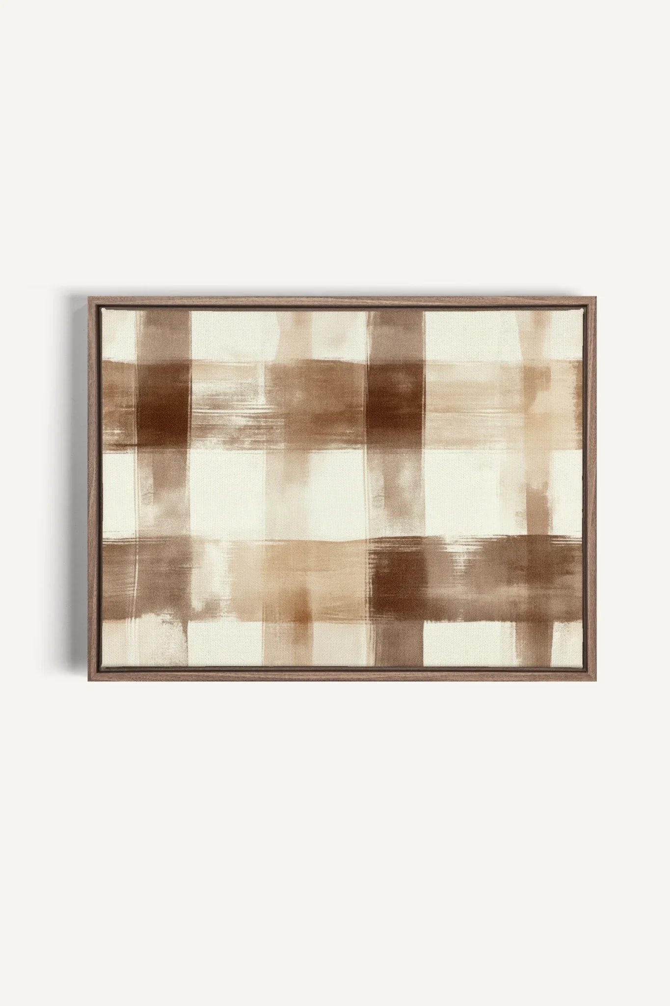 OLEKA CANVAS - CHIC PLAID, Oeuvre sur toile étirée, encadré Brun Chêne