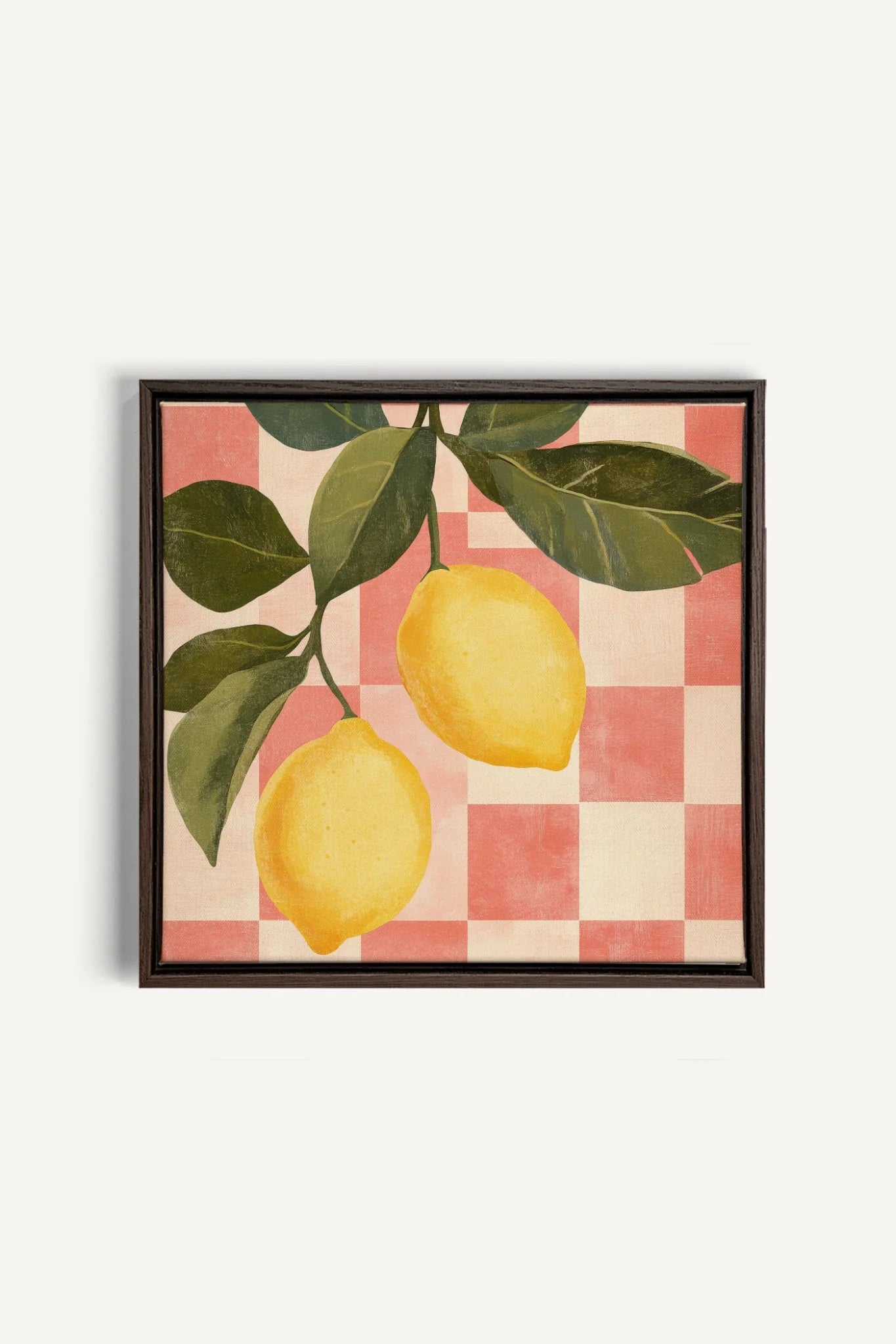 OLEKA CANVAS - CITRONNADE VINTAGE, Oeuvre sur toile étirée, encadré Brun Noyer