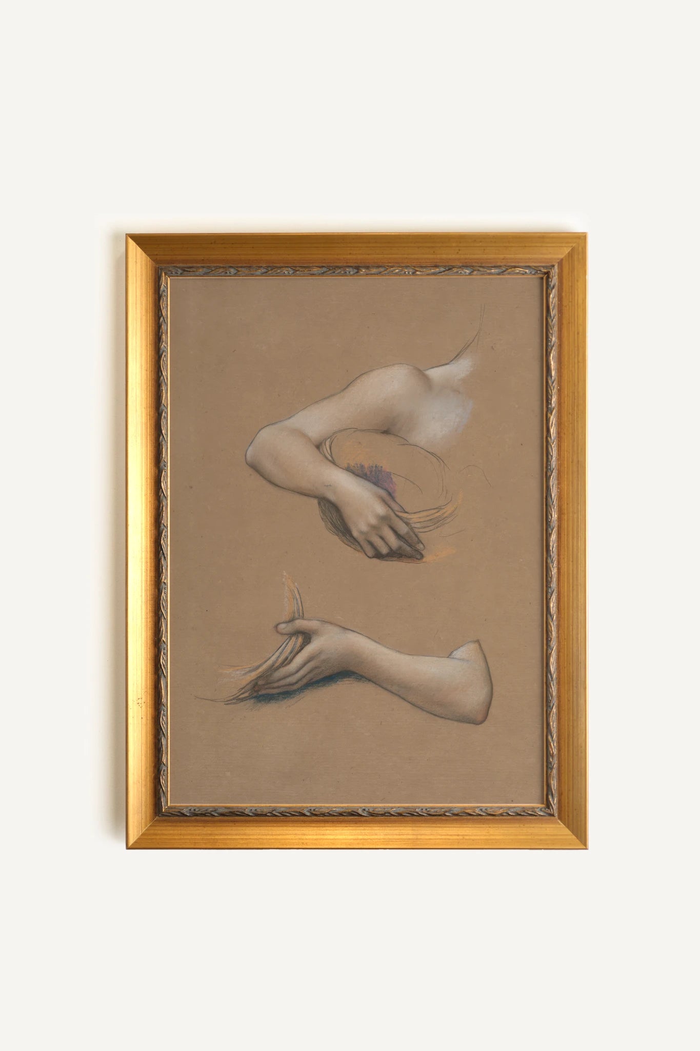 CLASSICAL SKETCH, Artwork on stretched canvas, framed Vintage Gold