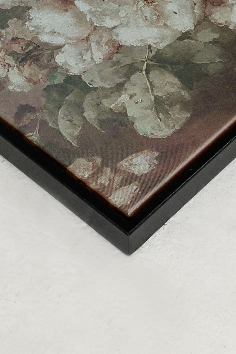 OLEKA CANVAS - WHITE PEONY, Oeuvre sur toile étirée, encadré Noir