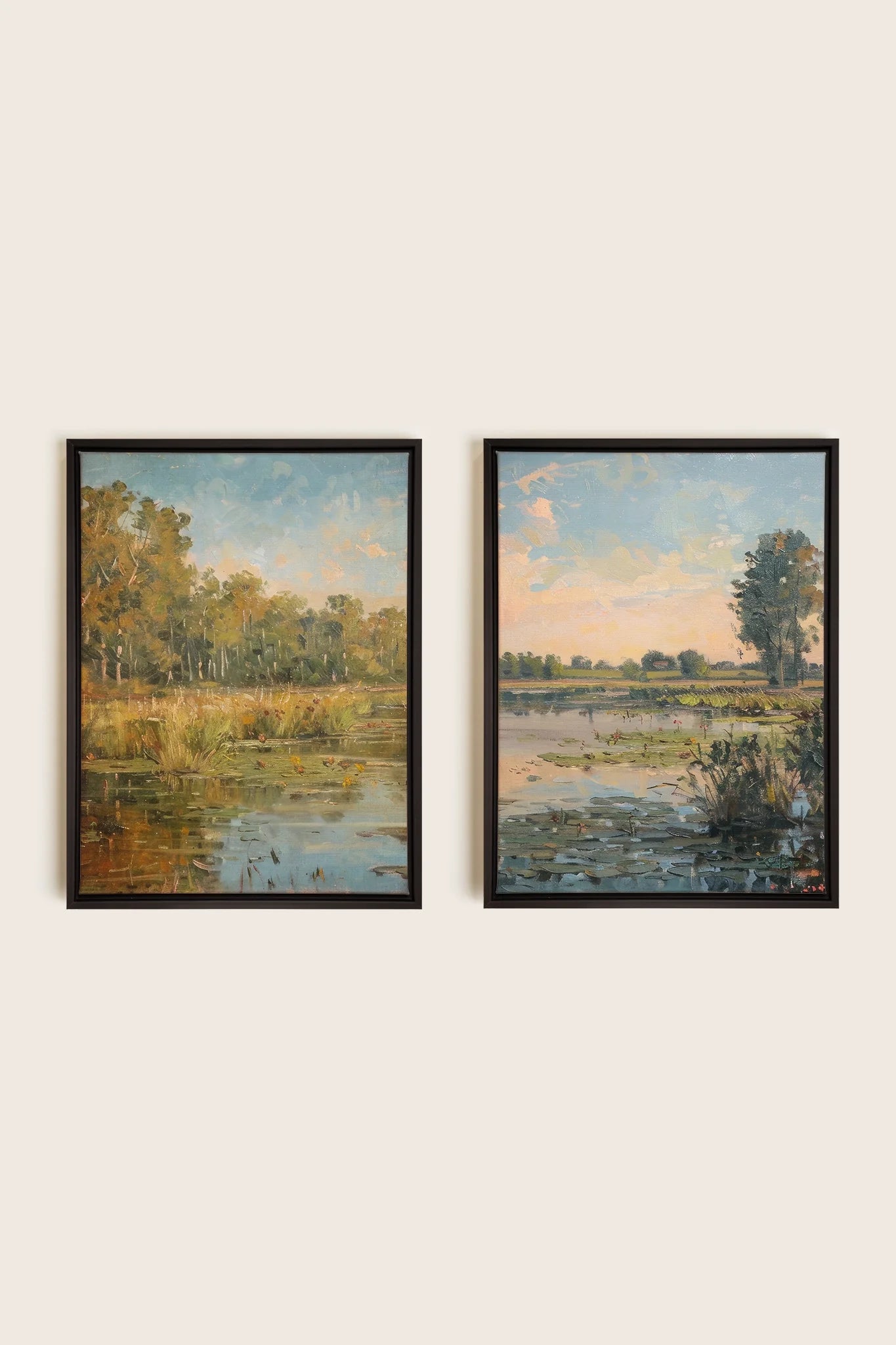 OLEKA CANVAS - COMBINAISON CROATIAN WATERS, 2 Oeuvres sur toile étirée, encadré Noir