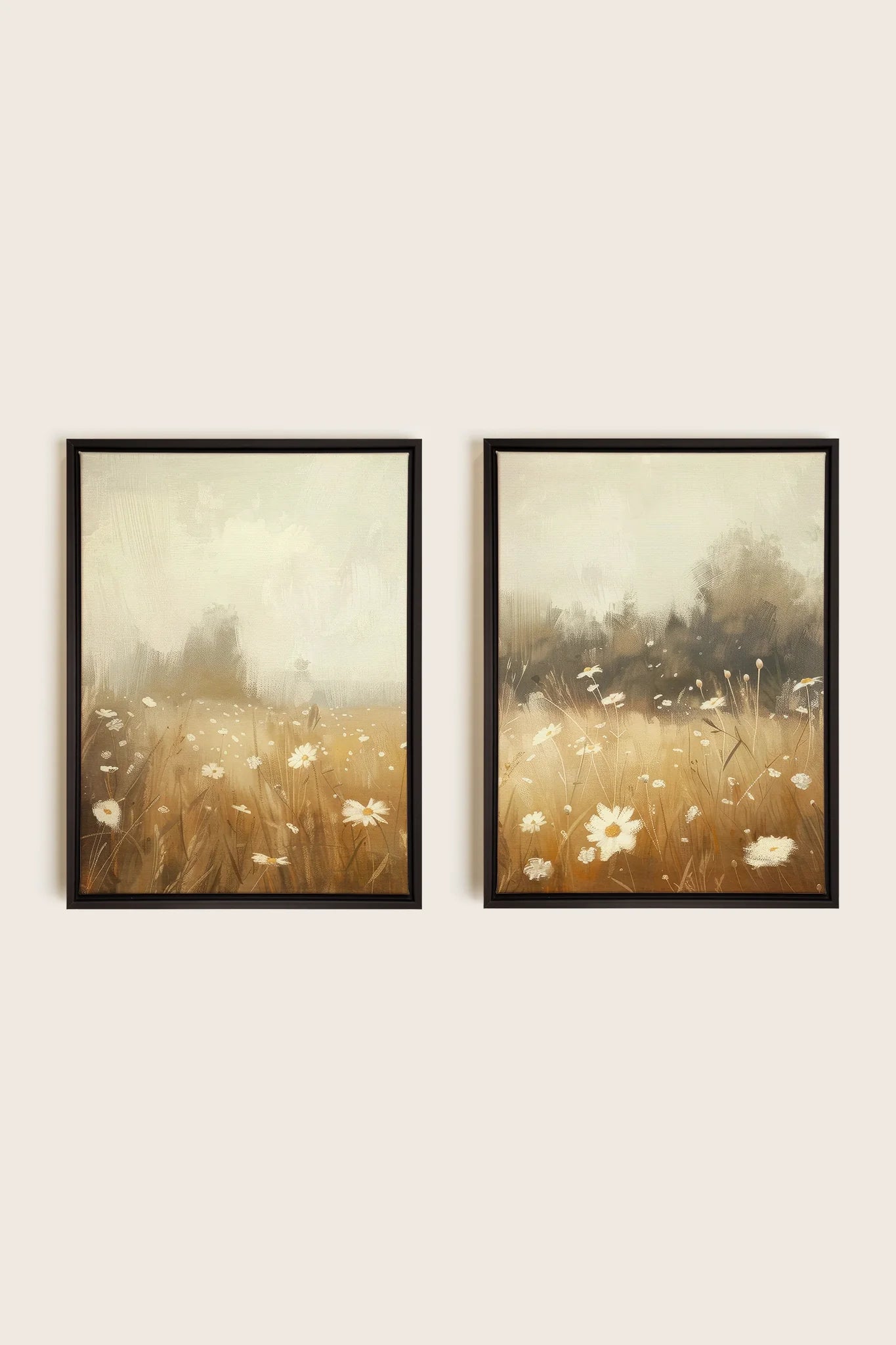 OLEKA CANVAS - COMBINAISON DAISY BREEZE, 2 Oeuvres sur toile étirée, encadré Noir