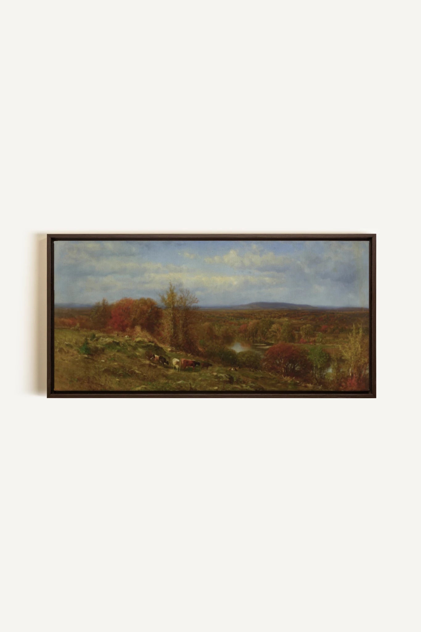 COUNTRYSIDE GLOW, Artwork on stretched canvas, framed in Walnut Brown