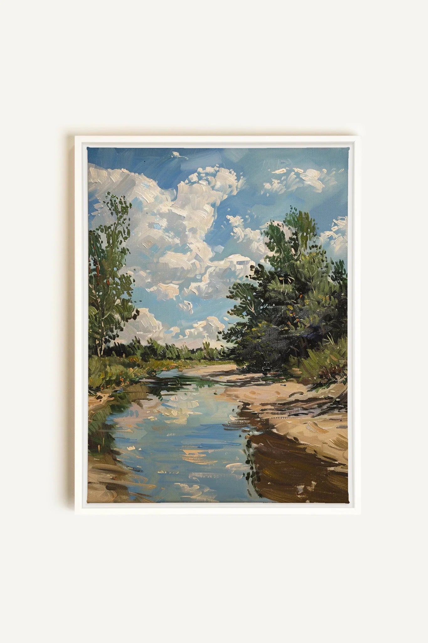 OLEKA CANVAS - CREEK MIRAGE, Oeuvre sur toile étirée, encadré Blanc