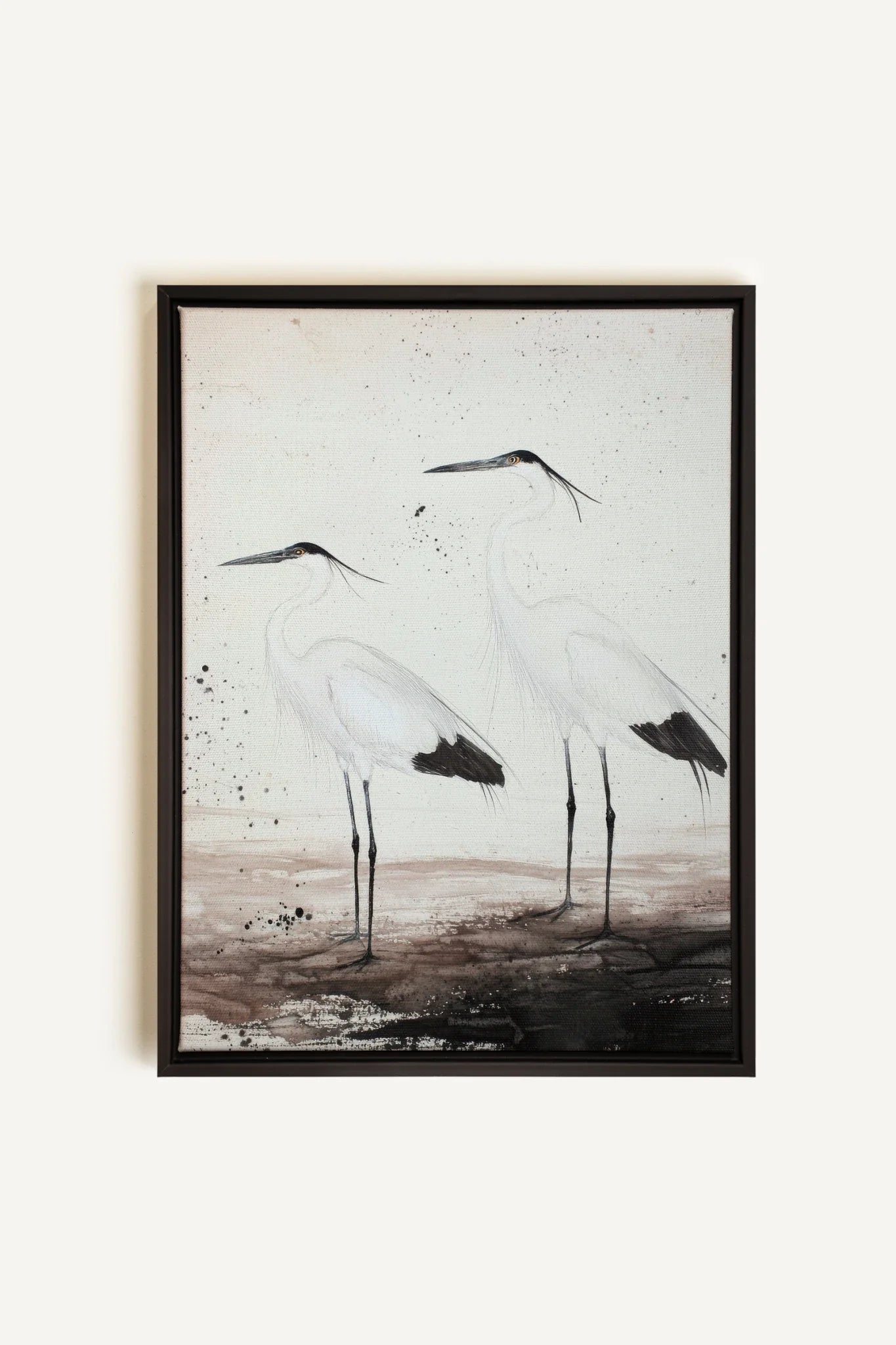OLEKA CANVAS - DANSE DES PLUMES, Oeuvre sur toile étirée, encadré Noir