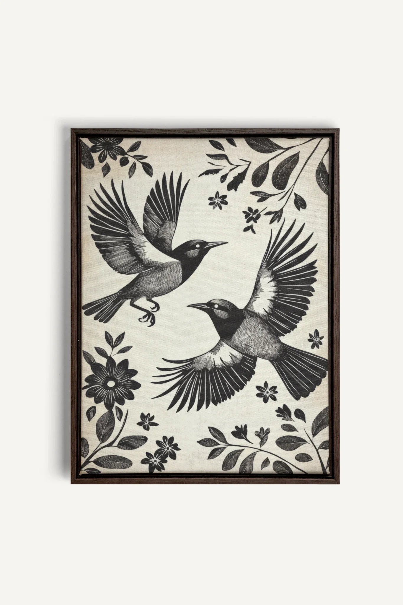 OLEKA CANVAS - DARK WINGS, Oeuvre sur toile étirée, encadré Brun Noyer