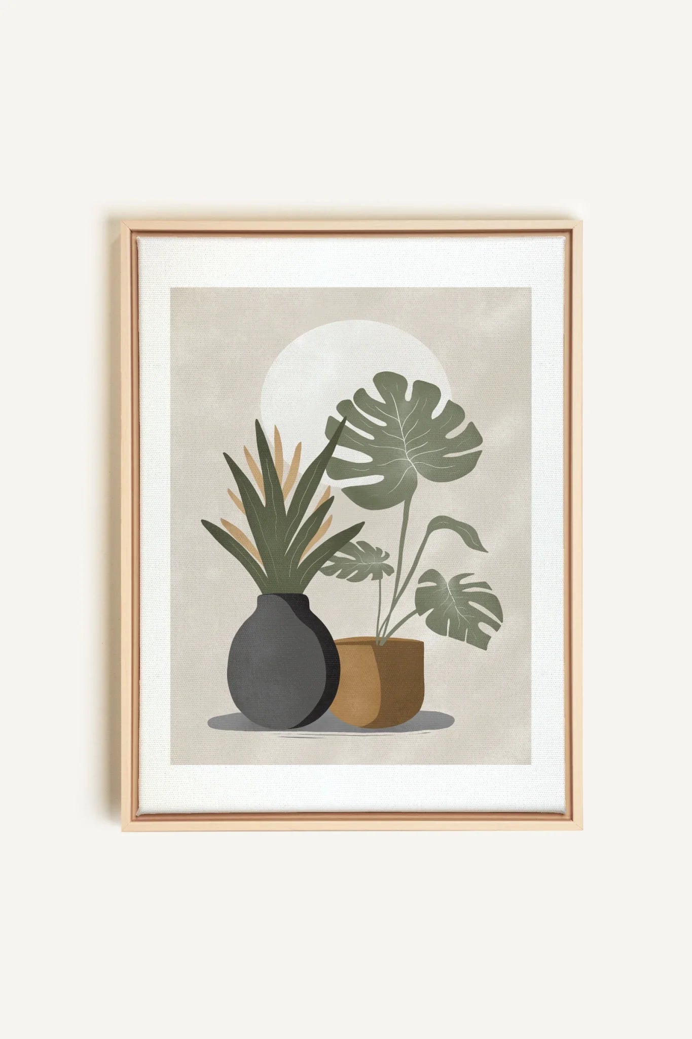 OLEKA CANVAS - DESERT GREENS, Oeuvre sur toile étirée, encadré Naturel Clair