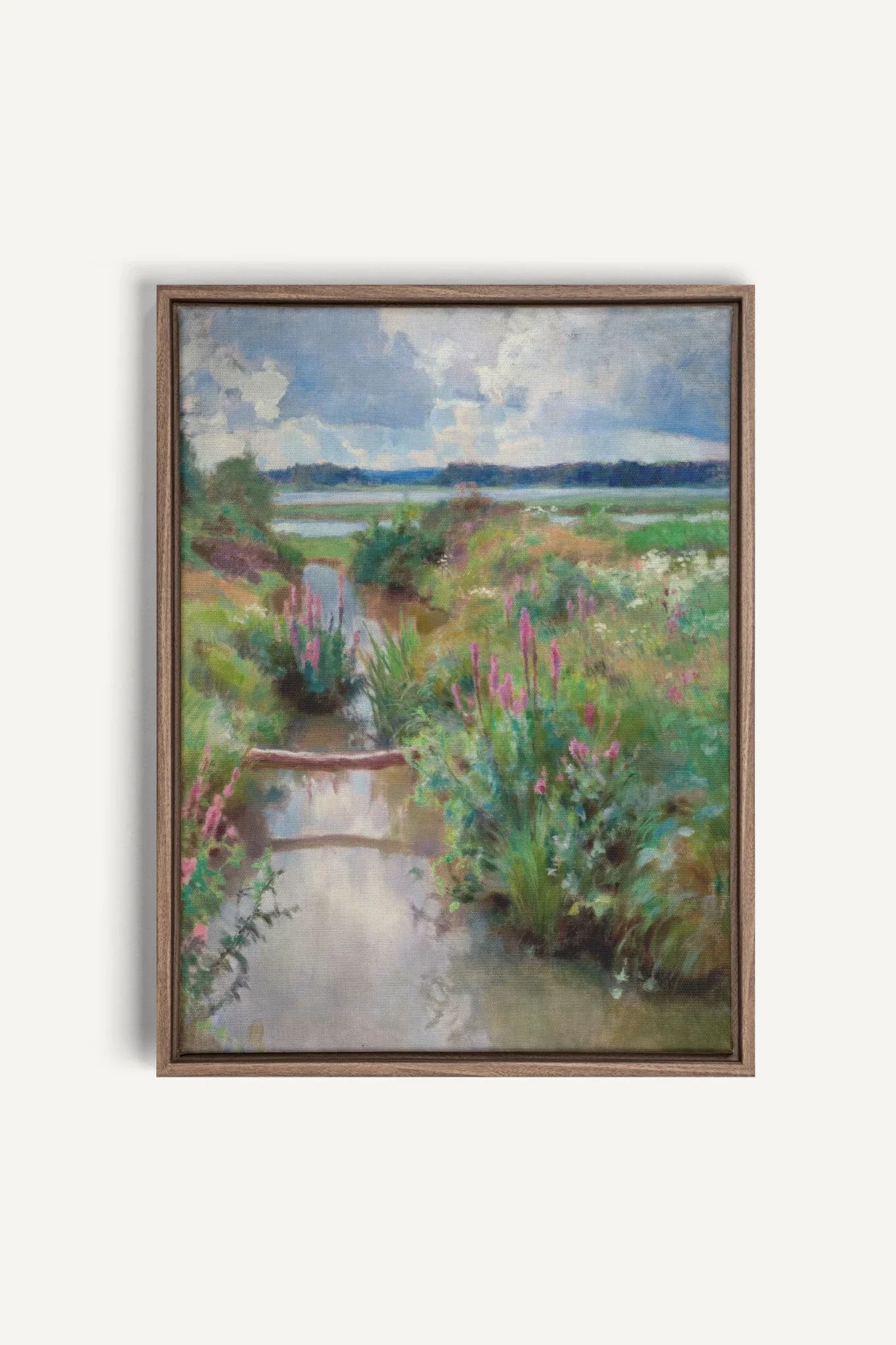 OLEKA CANVAS - DOUCE RIVIÈRE, Oeuvre sur toile étirée, encadré Brun Chêne