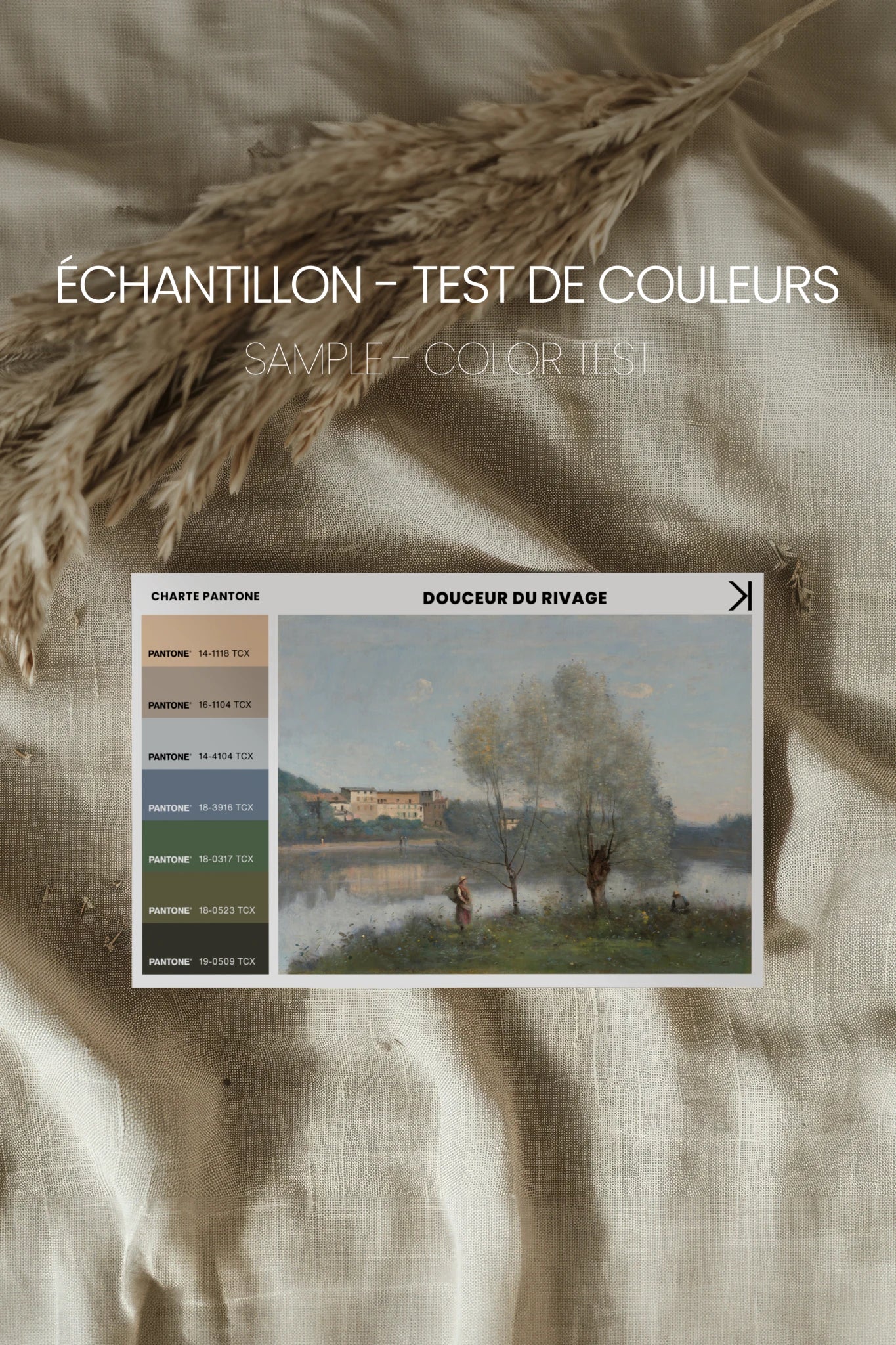 DOUCEUR DU RIVAGE, Oeuvre sur toile rigide, encadré Vintage Argent