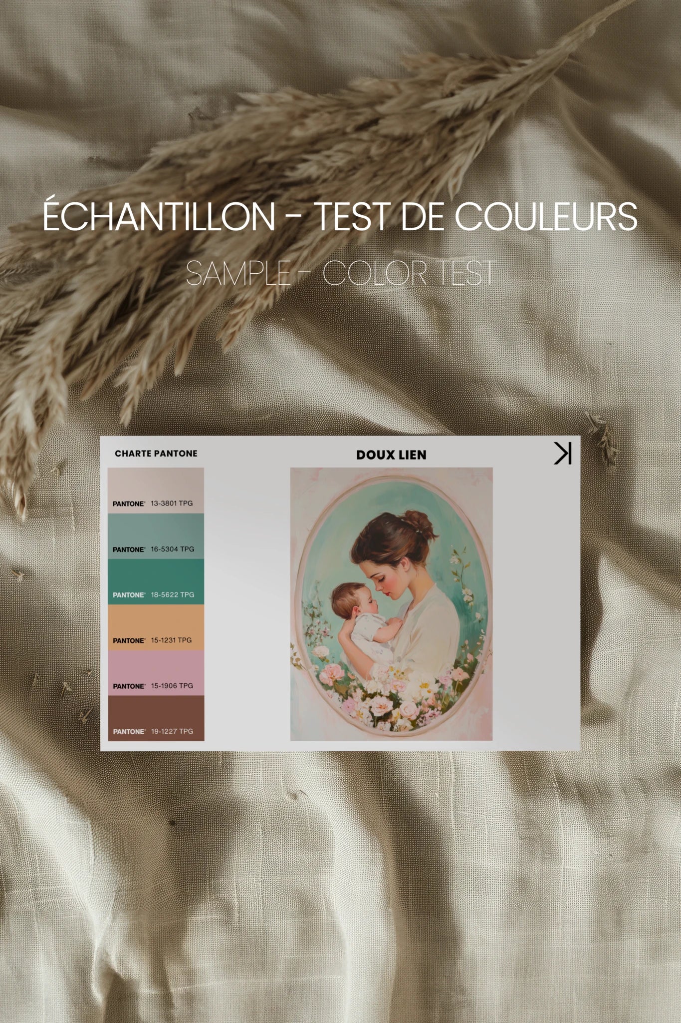 DOUX LIEN, Oeuvre sur toile étirée, encadré Vintage Bronze