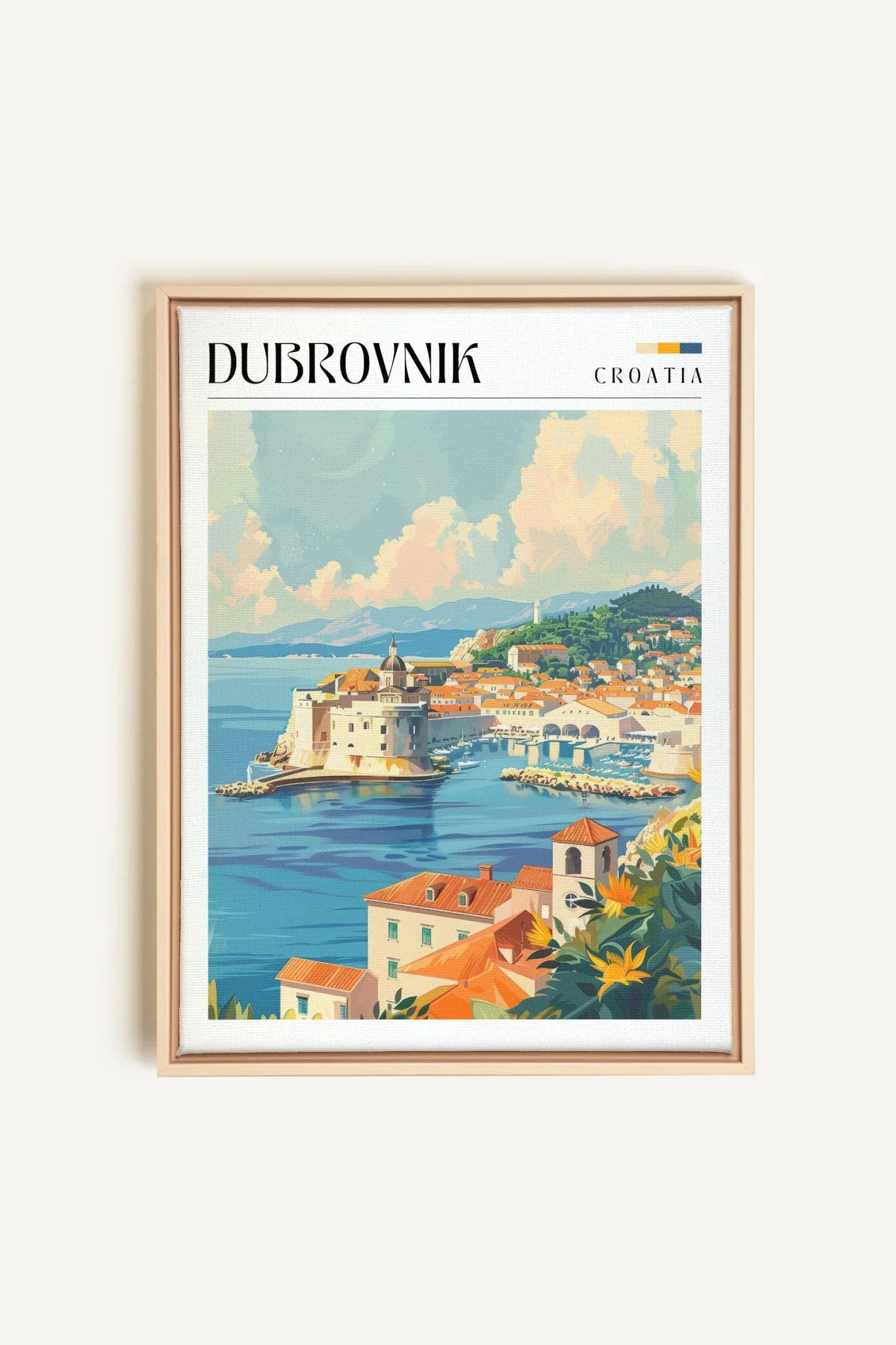 OLEKA CANVAS - Dubrovnik, Oeuvre sur toile étirée, encadré Naturel Clair