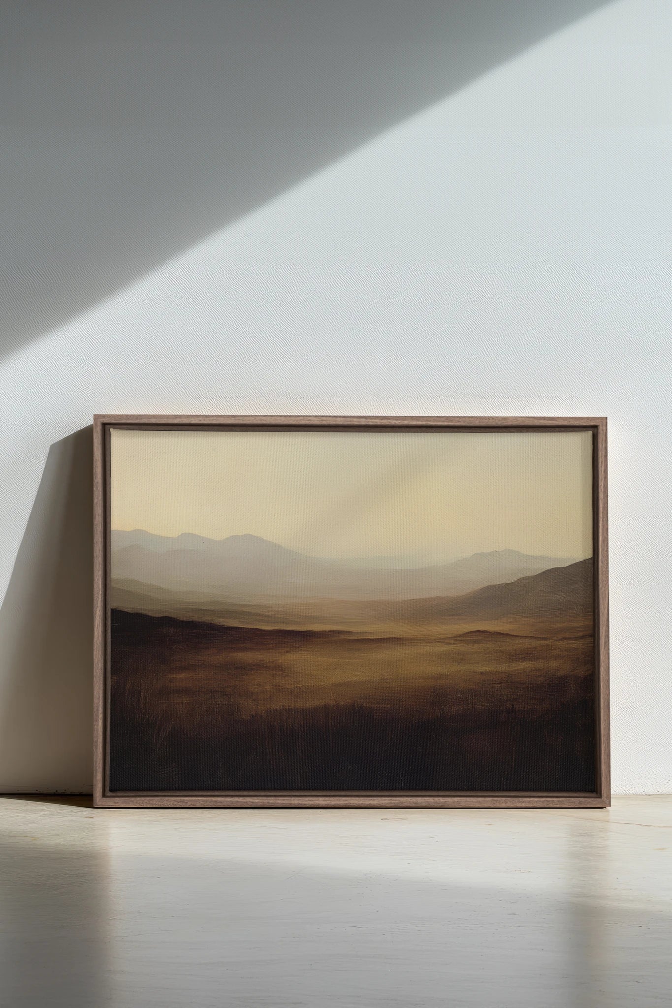 DUNES OF LIGHT, Work on stretched canvas, framed Oak Brown