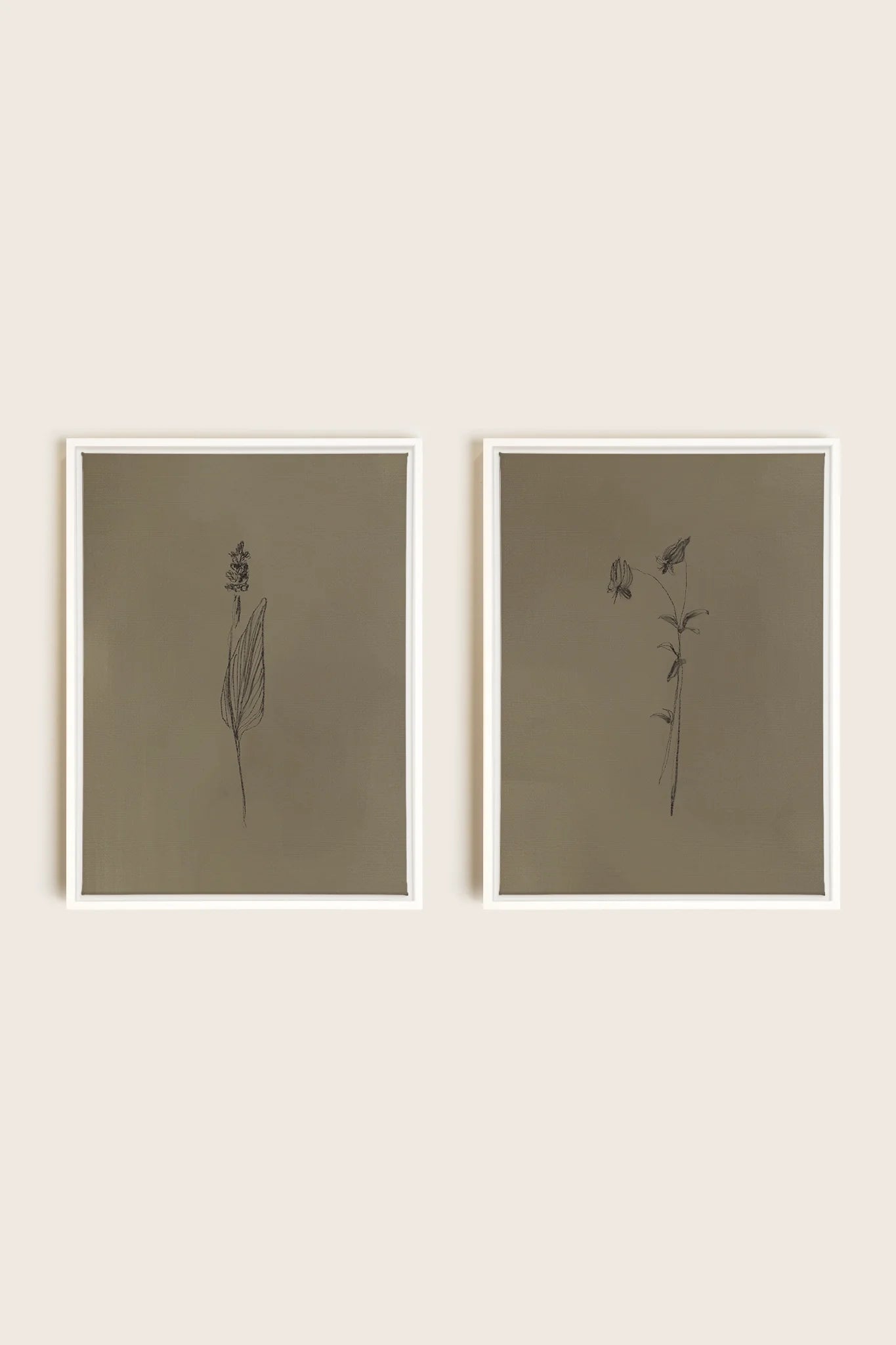 OLEKA CANVAS - DUO ESPRIT SAUVAGE, 2 Oeuvres sur toile étirée, encadré Blanc