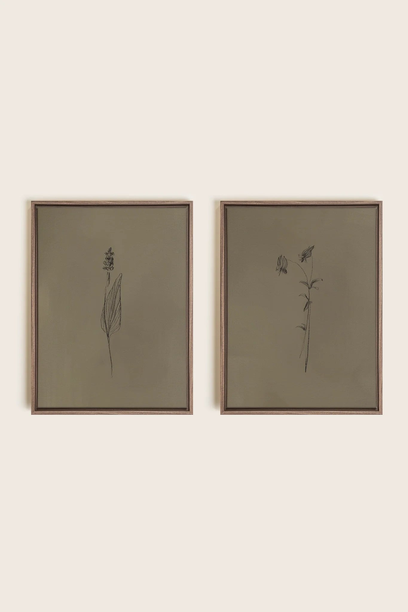 OLEKA CANVAS - DUO ESPRIT SAUVAGE, 2 Oeuvres sur toile étirée, encadré Brun Chêne