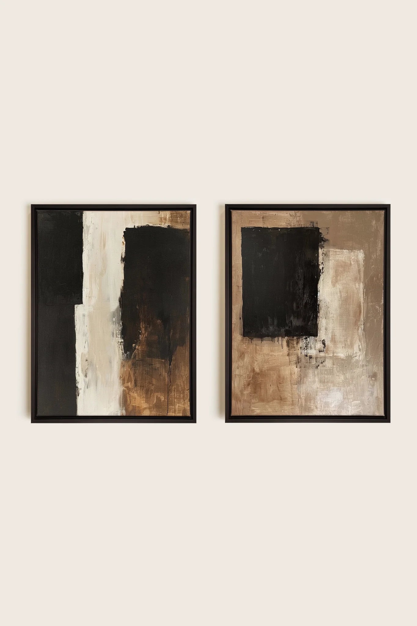 OLEKA CANVAS - DUO INK METAPHOR, 2 Oeuvres sur toile étirée, encadré Noir