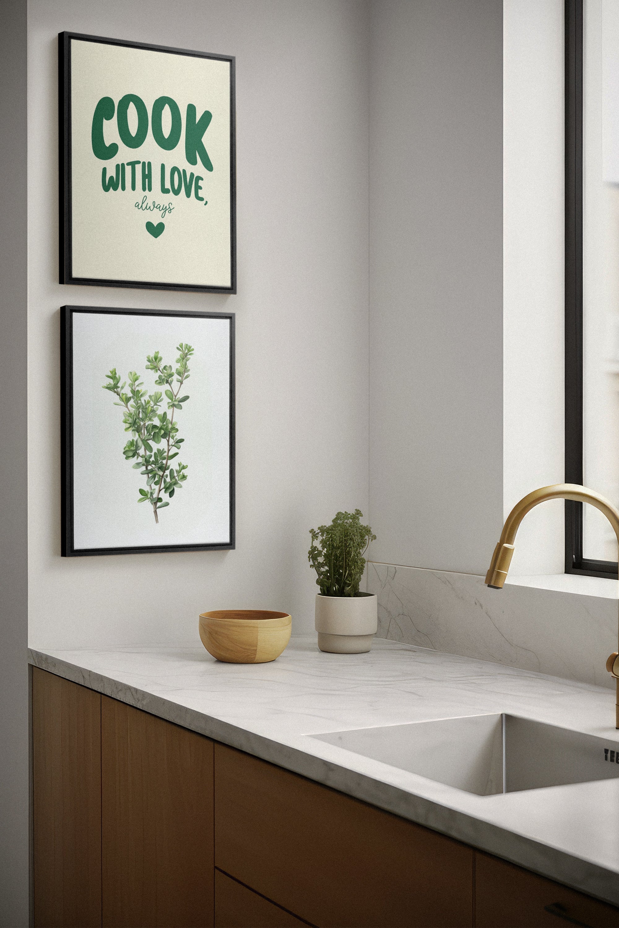 OLEKA CANVAS - COMBINAISON CUISINE, 2 Oeuvres sur toile étirée, encadré Noir