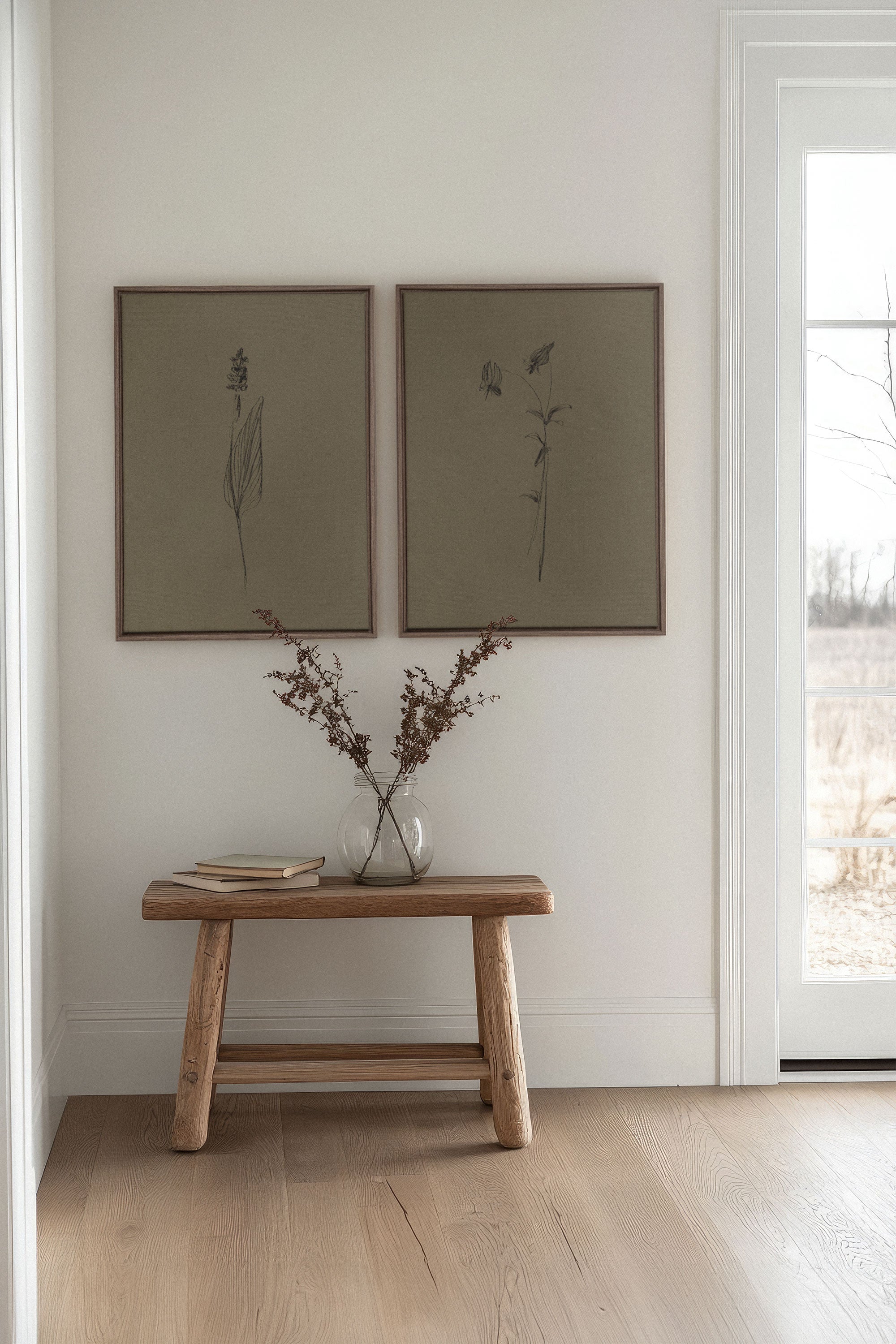 OLEKA CANVAS - DUO ESPRIT SAUVAGE, 2 Oeuvres sur toile étirée, encadré Brun Chêne