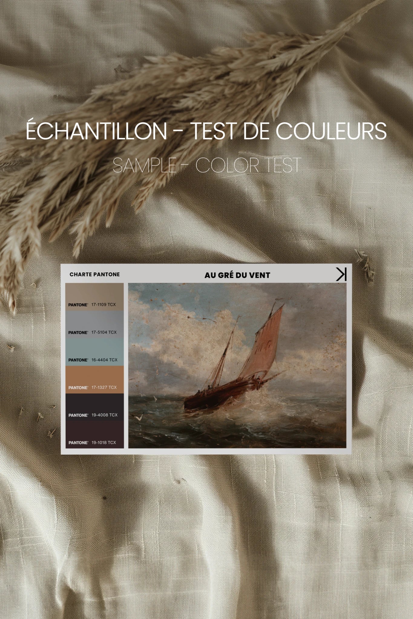 AU GRÉ DU VENT, Oeuvre sur toile rigide, encadré Vintage Bronze