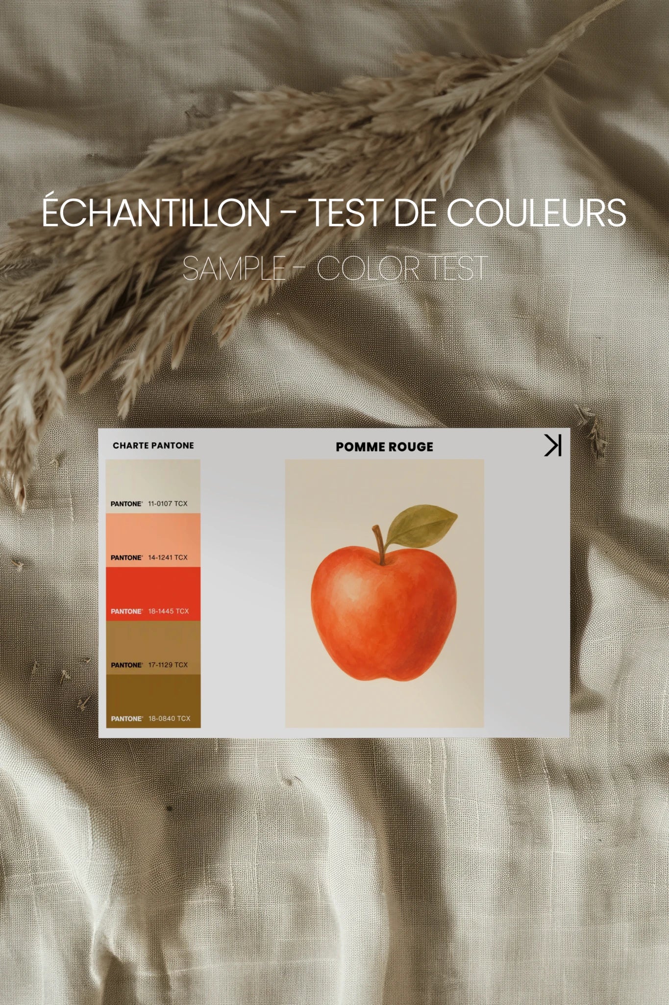POMME ROUGE, Oeuvre sur toile rigide, encadré Noir