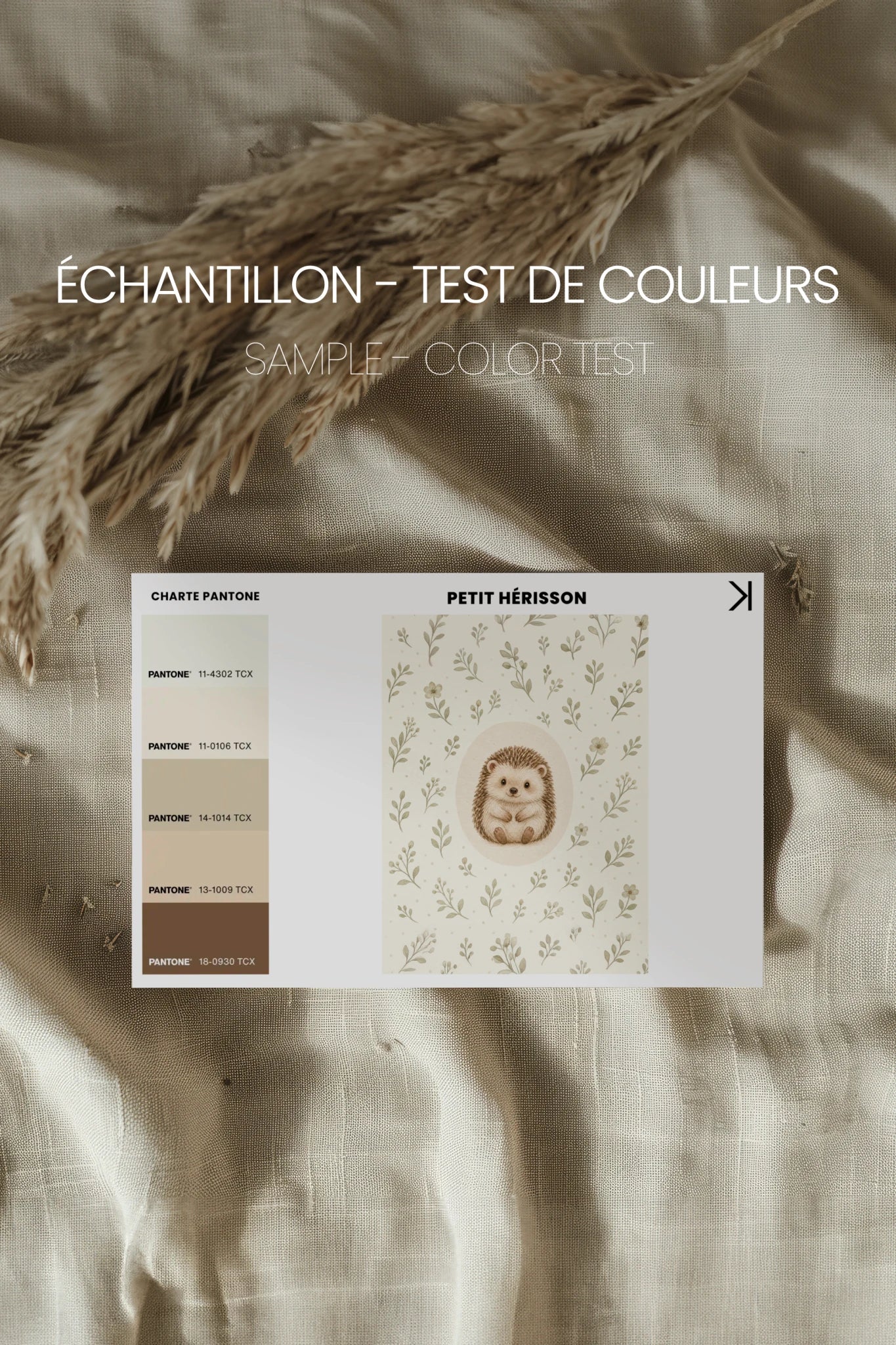 PETIT HÉRISSON, Oeuvre sur toile rigide, encadré brun chêne