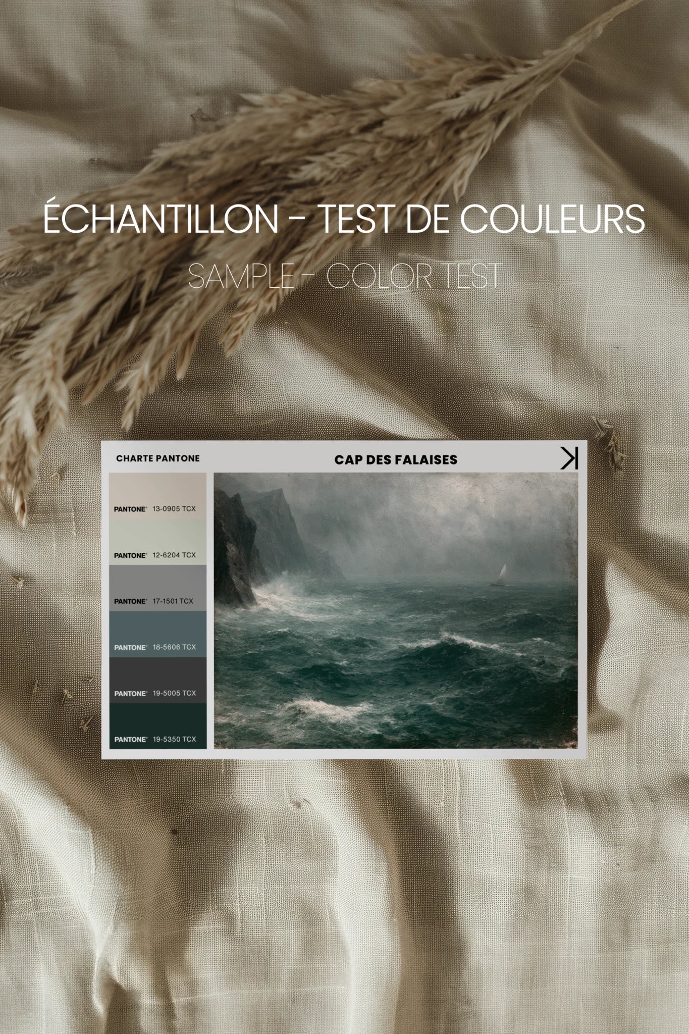 CAP DES FALAISES, Oeuvre sur toile rigide, encadré Vintage Bronze