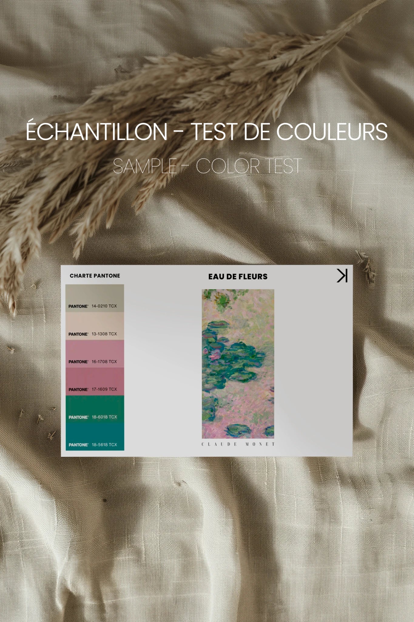 EAU DE FLEURS, Oeuvre sur toile étirée, encadré Brun Chêne